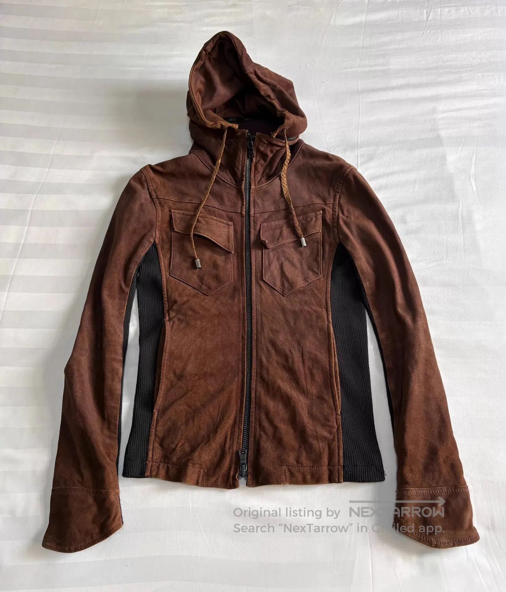 BUFFALO BOBS Hooded Faux Suede Jacket with Ribbed Sleeves. Size US S / EU 44-46 / 1 - 7 Thumbnail