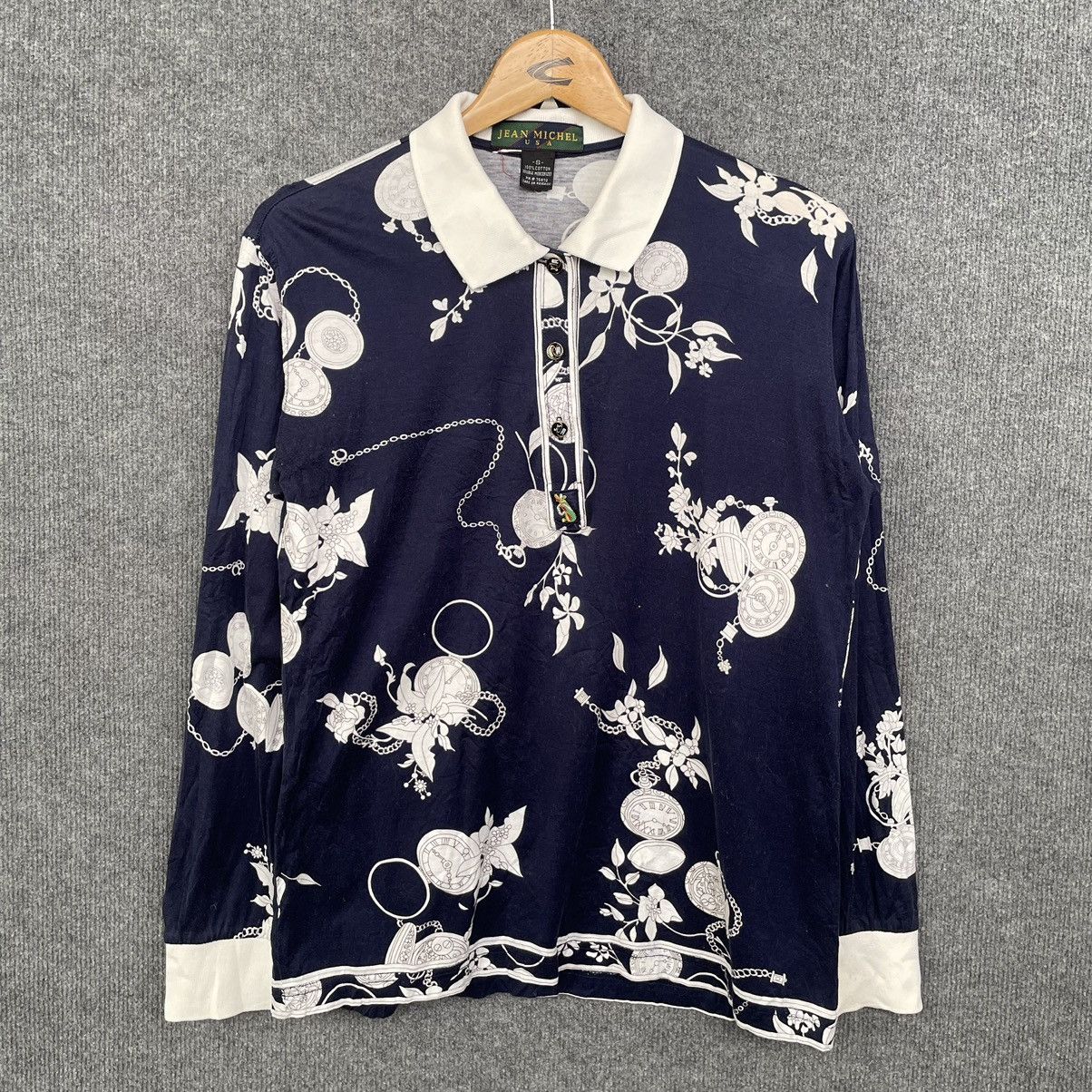 CAZABAT × Designer × Vintage Vintage 1990s Jean Michel Nice Design L/S Polo Shirt Size US S / EU 44-46 / 1 - 1 Thumbnail