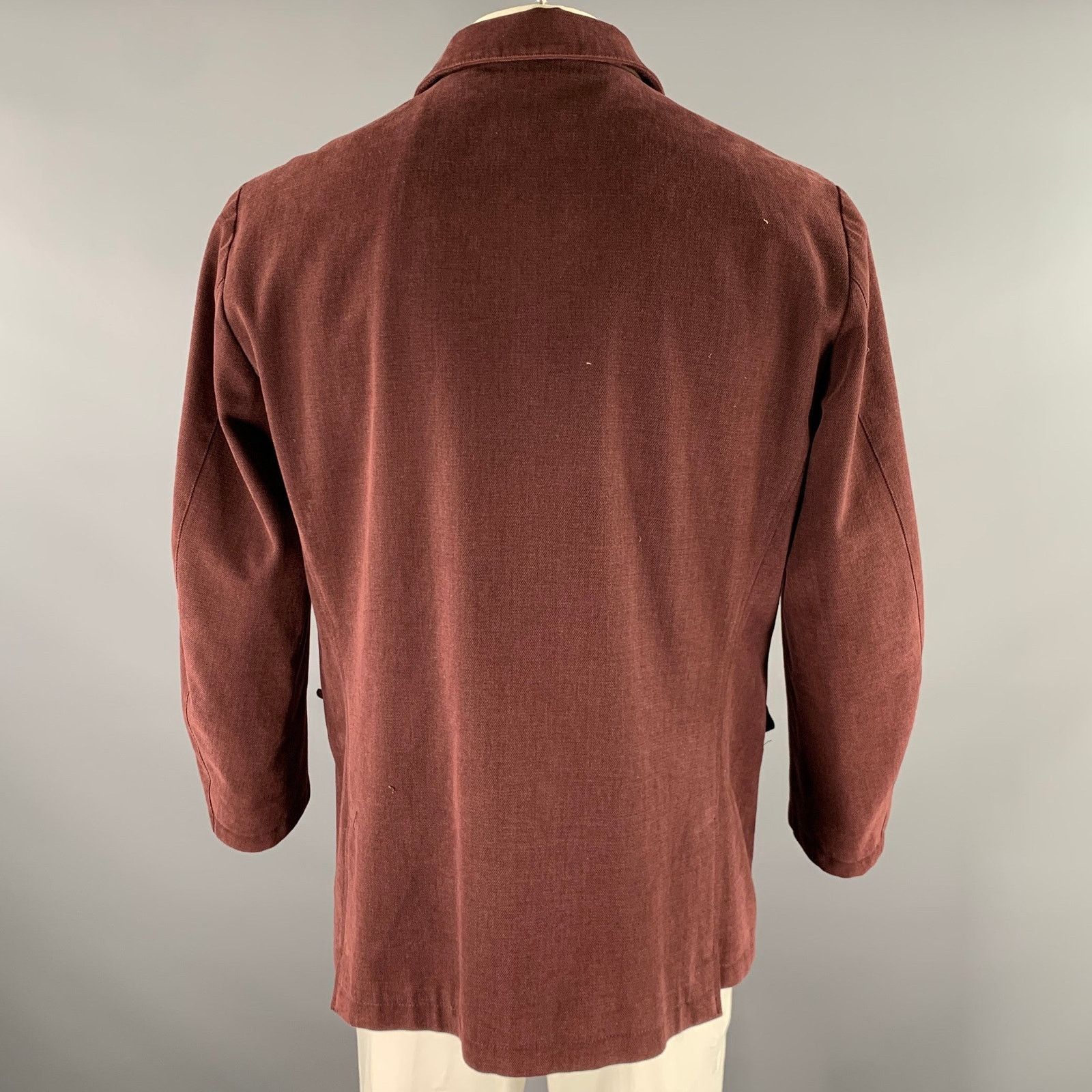 Loro Piana LORO PIANA Size XL Burgundy Cotton Zip Up Jacket Size US XL / EU 56 / 4 - 4 Thumbnail