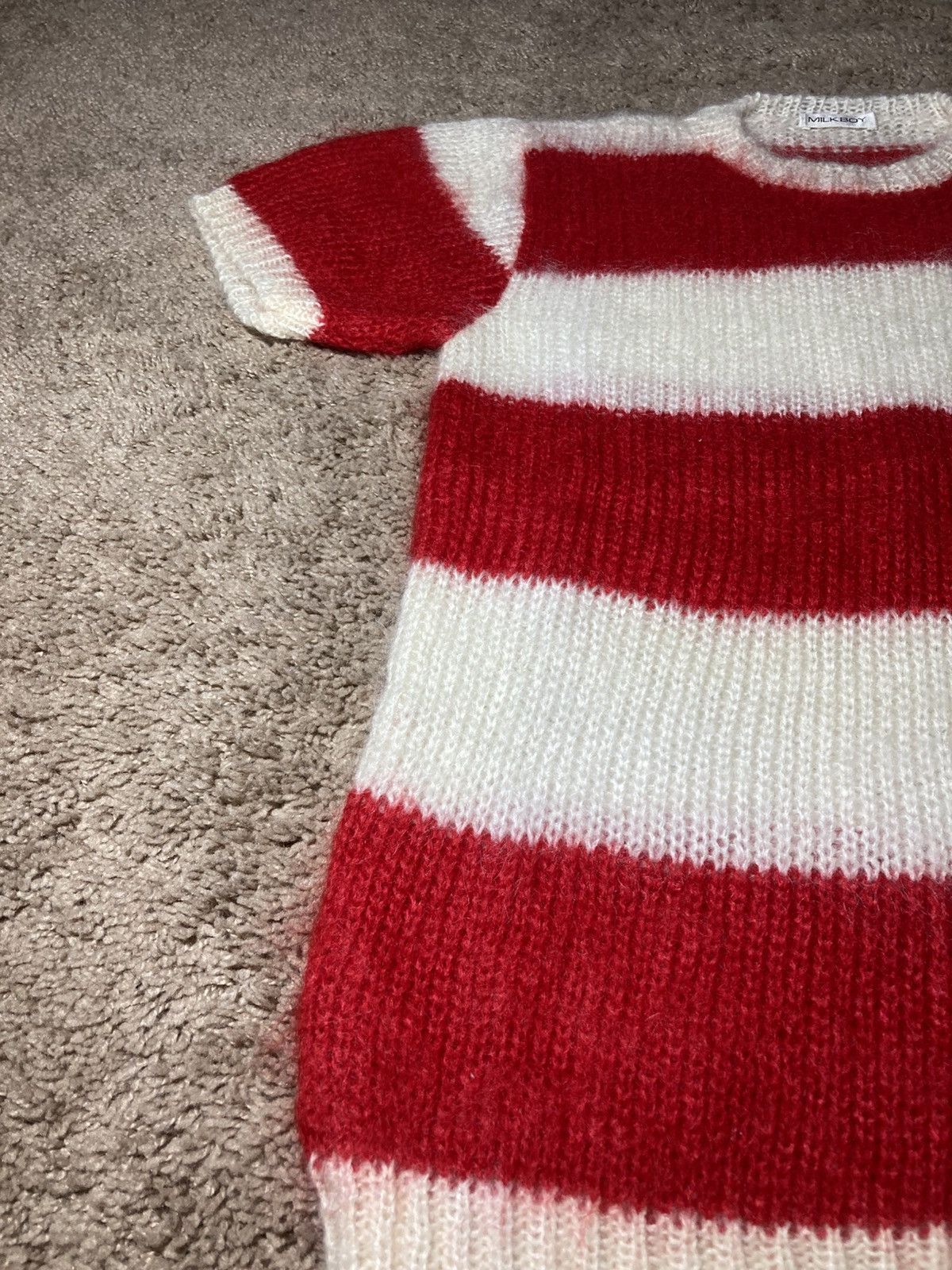 AW94 Milkboy Mohair Striped Short Sleeve Knit Punk Sex 90s