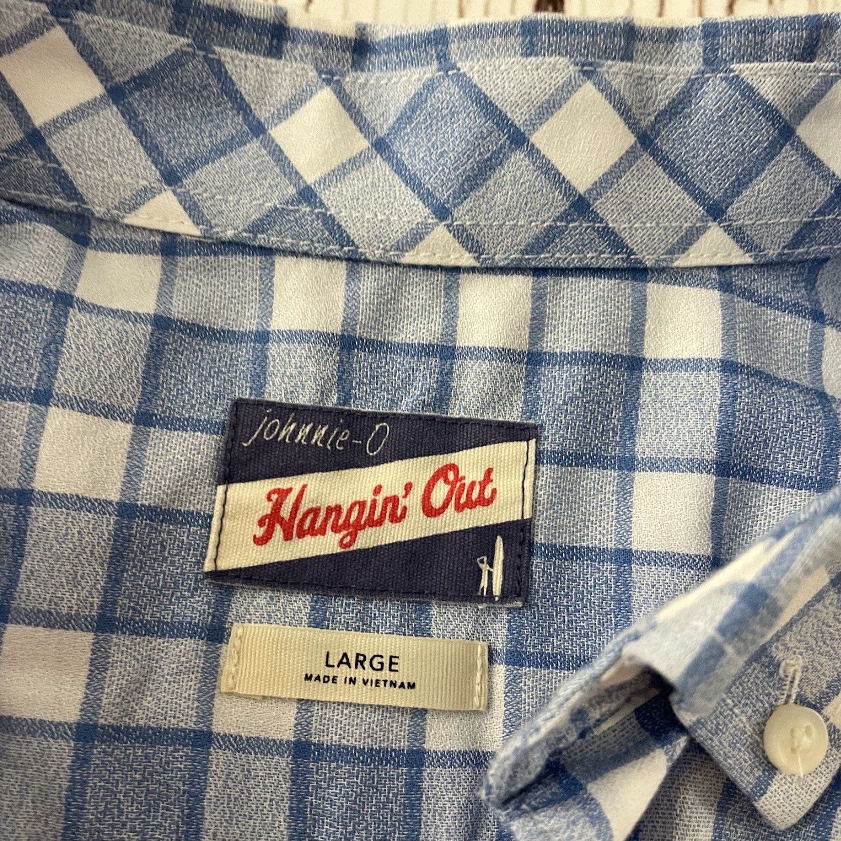 johnnie-O johnnie-O Plaid Long Sleeve Shirt Men Large Blue Button-Up Cotton Size US L / EU 52-54 / 3 - 3 Thumbnail