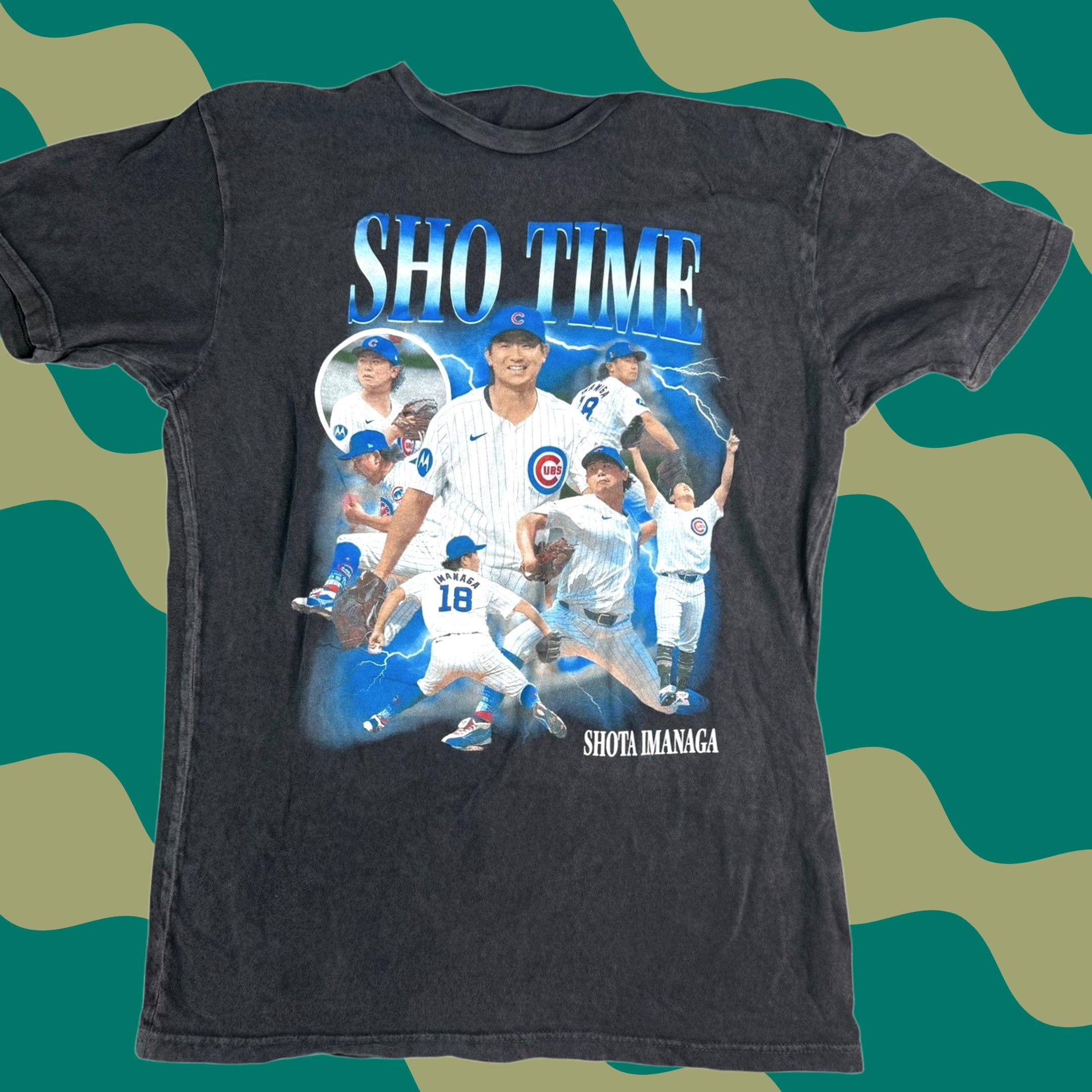 Vintage Lane Seven Cubs Shota Imanaga Sho Time Graphic T-Shirt Baseball Medium Gray Mens T-Shirt Graphic Print Size US M / EU 48-50 / 2 - 1 Thumbnail