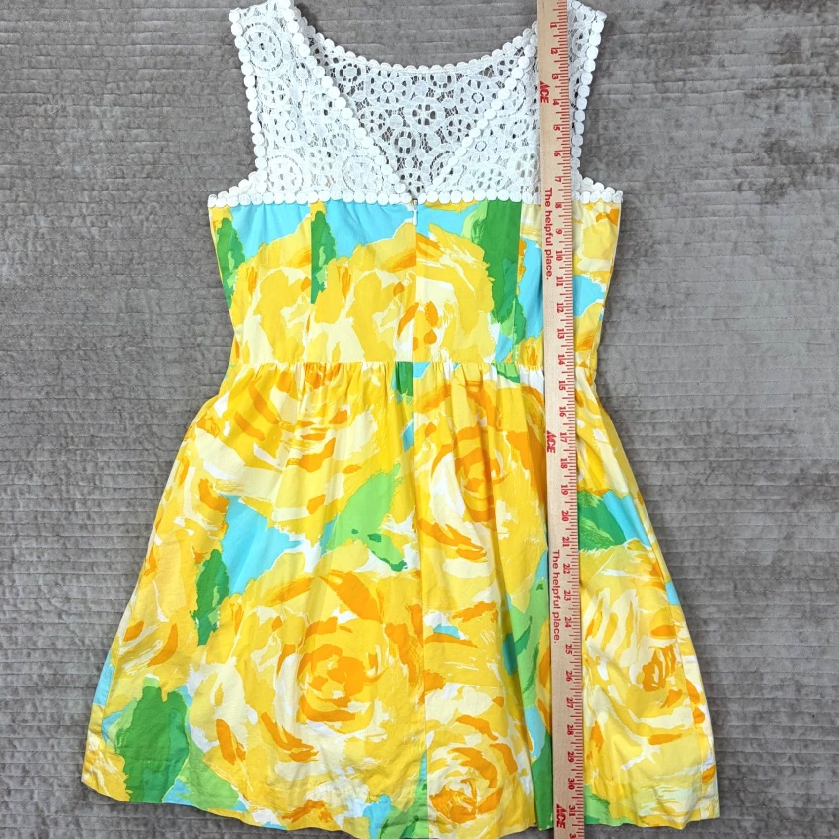 Lilly Pulitzer Lilly Pulitzer Yellow Floral Lace Yoke Fit Flare Dress Sleeveless Cotton Womens 4 Casual Party/Cocktail Summer Spring Vintage No Size S / US 4 / IT 40 - 7 Thumbnail