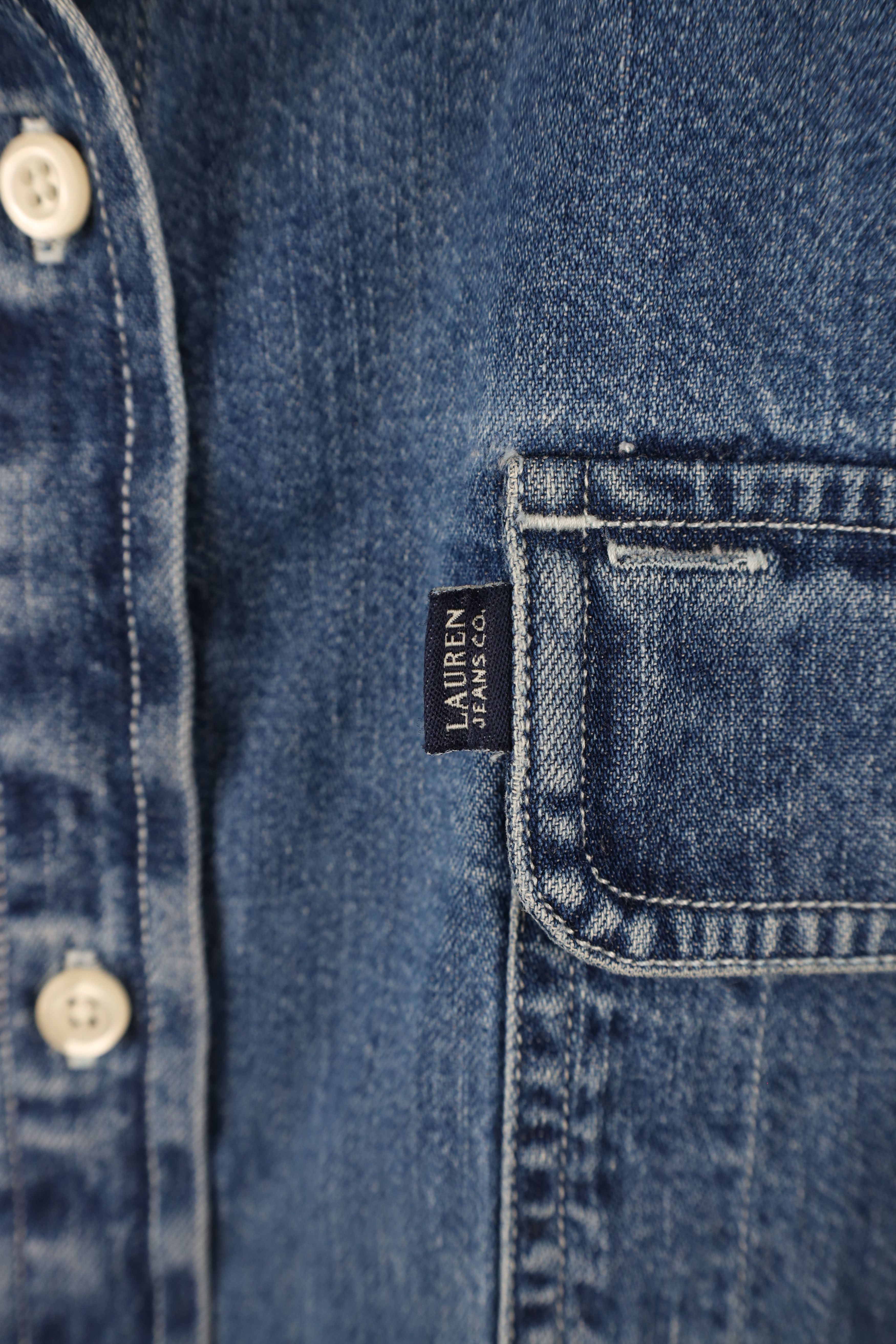 Ralph Lauren × Vintage Vintage 90s Ralph Lauren Denim Jean Button Shirt Blue Size 3XL / US 20-22 - 4 Thumbnail