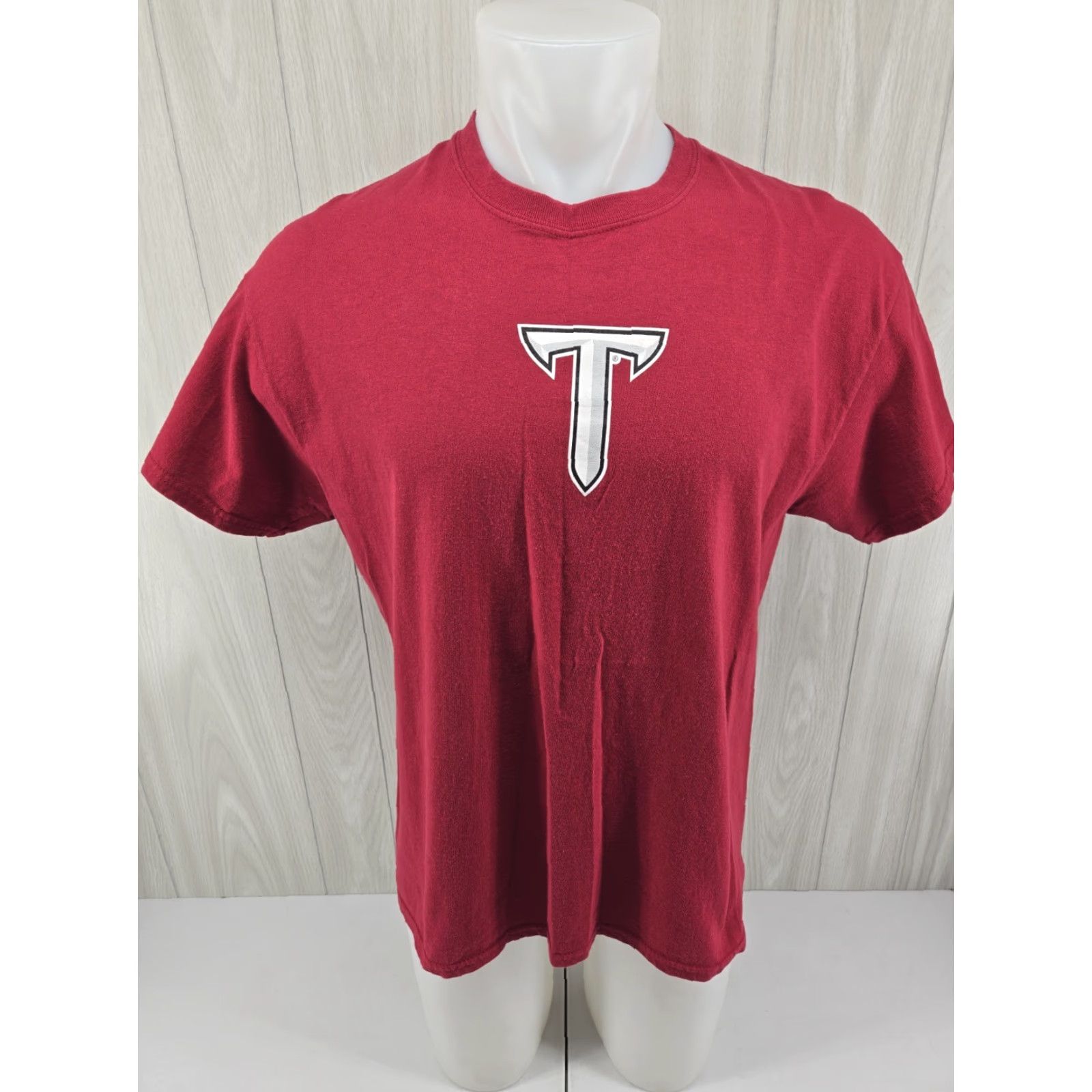 Gildan Troy University Trojans Red T Shirt Size Large Mens Simple Script Tee Short Sleeve Cotton Size US L / EU 52-54 / 3 - 3 Thumbnail