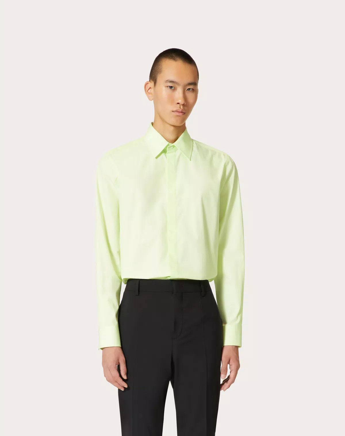 Valentino oc11z0625 Heavy Cotton Poplin Shirt in Yellow Mint Size US XS / EU 42 / 0 - 2 Thumbnail
