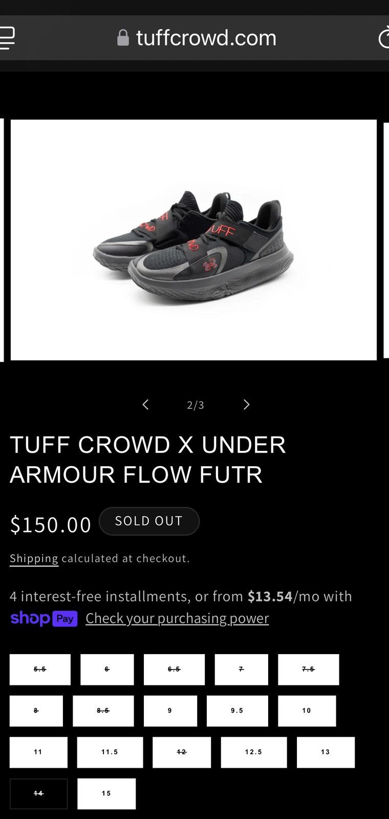 Tuff Crowd × Under Armour TUFF CROWD X UNDER ARMOUR FLOW FUTR Size US 14 / EU 47 - 7 Thumbnail