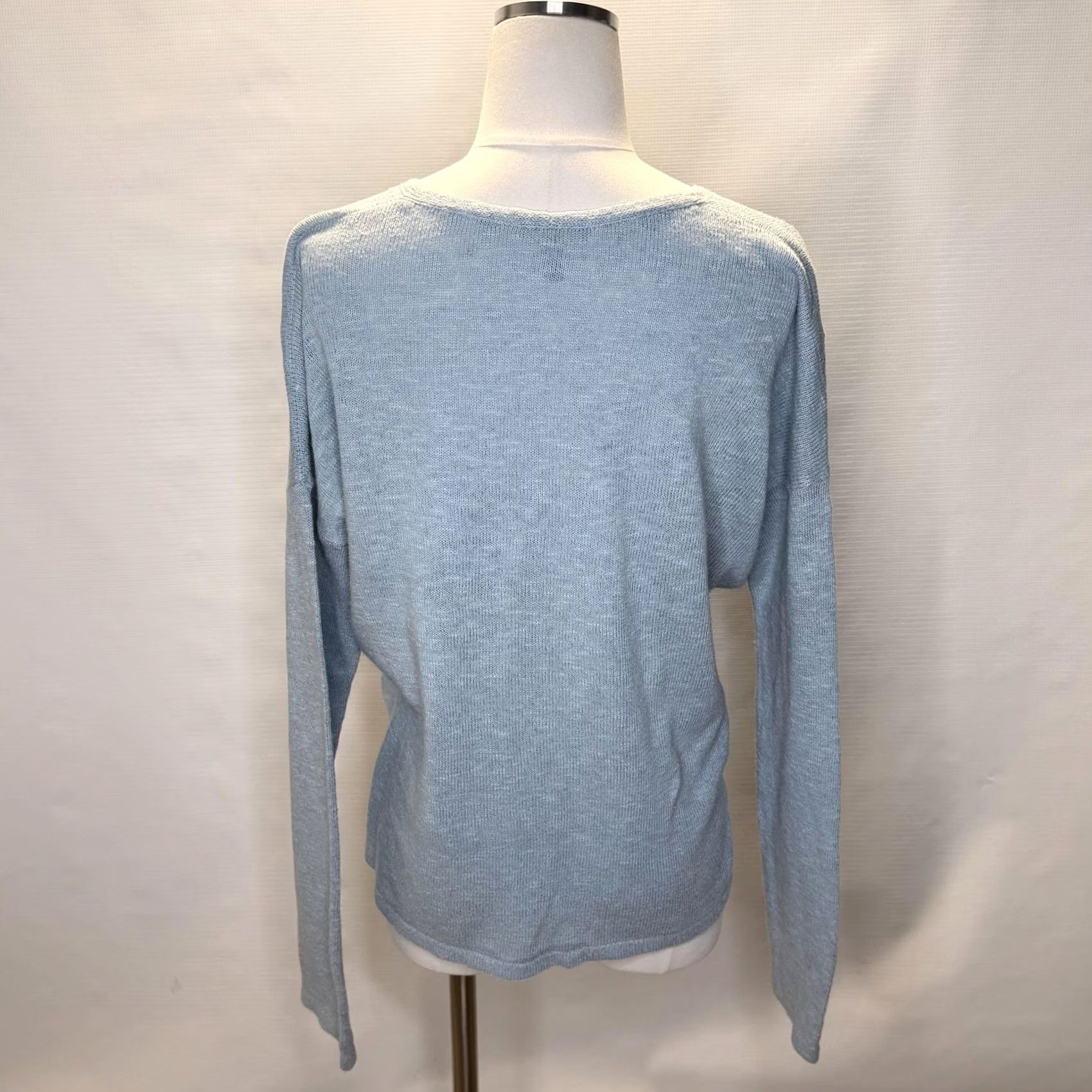 Eileen Fisher Eileen Fisher Sweater Womens Medium Blue Organic Cotton Linen V-Neck Pullover Size M / US 6-8 / IT 42-44 - 3 Thumbnail