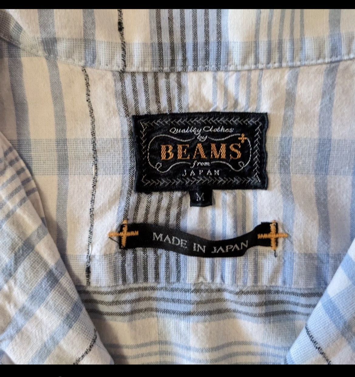 Beams Plus BEAMS PLUS + Japan Open Collar Check Blue Short Sleeve Shirt Size US M / EU 48-50 / 2 - 3 Thumbnail