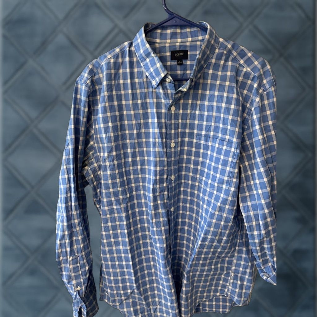 J.Crew J. Crew Mens Size Large Long Sleeve Button Down Shirt Blue Plaid Size US L / EU 52-54 / 3 - 1 Thumbnail