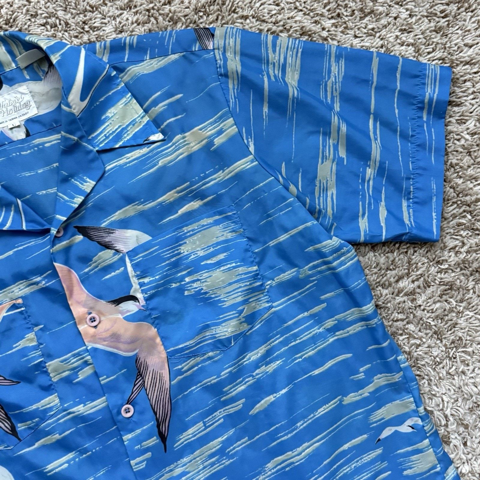 Vintage Vintage Waikiki Hawaiian Shirt SS Button Up Blue AOP Birds Size US L / EU 52-54 / 3 - 7 Thumbnail
