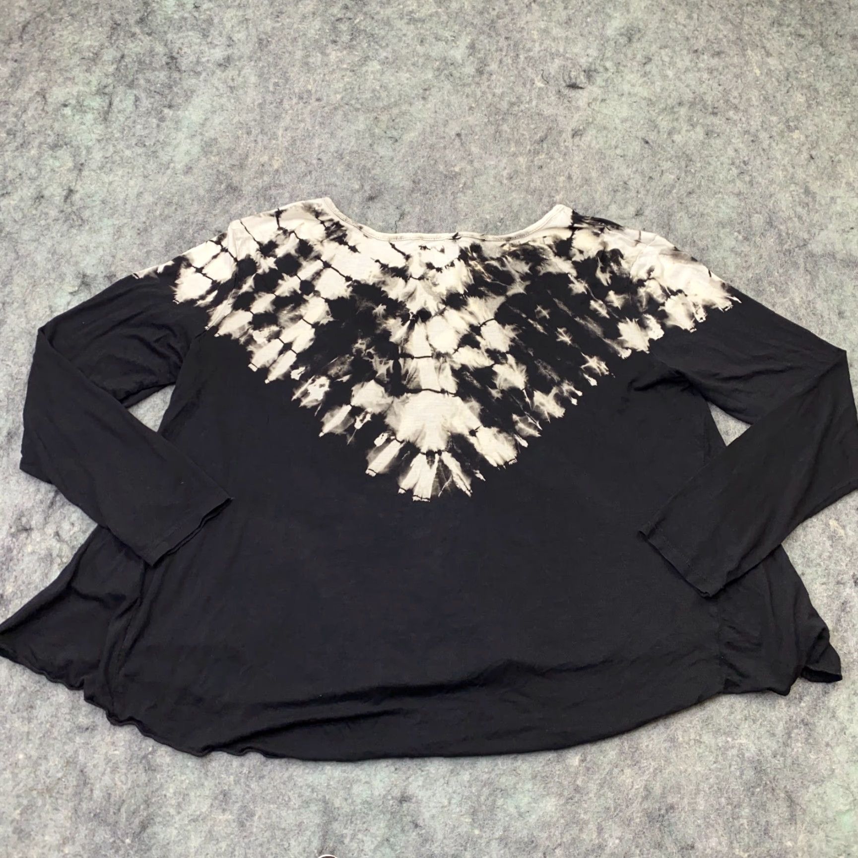 Vintage Patrons of Peace Womens Shirt Adult Small Black Tie Dye Long Sleeve Boho Blouse Viscose Round Neck Fashion 90s Bohemian Womens Size S / US 4 / IT 40 - 7 Thumbnail