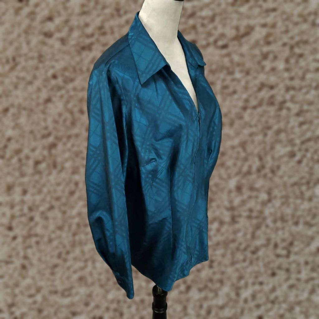 Coldwater Creek COLDWATER CREEK Plus Size 1X Satin Full Zip Jacket Women Blue Green Plaid Casual Size XL / US 12-14 / IT 48-50 - 1 Thumbnail