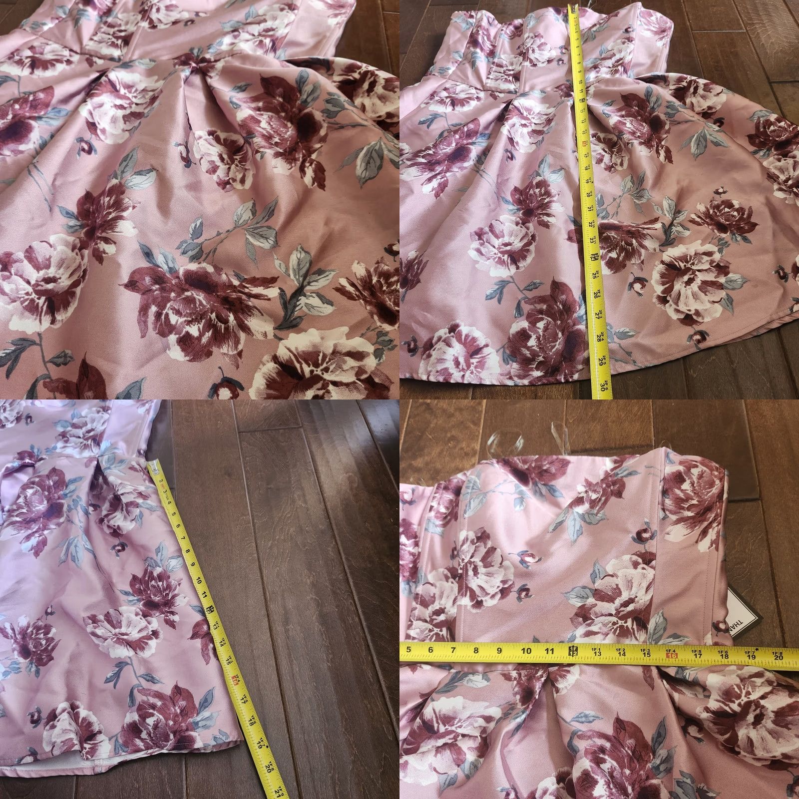 Vintage Speechless Womens Pink Floral Strapless Short Fit & Flare Dress - Size 17 Size 38" / US 16 / IT 52 - 8 Thumbnail
