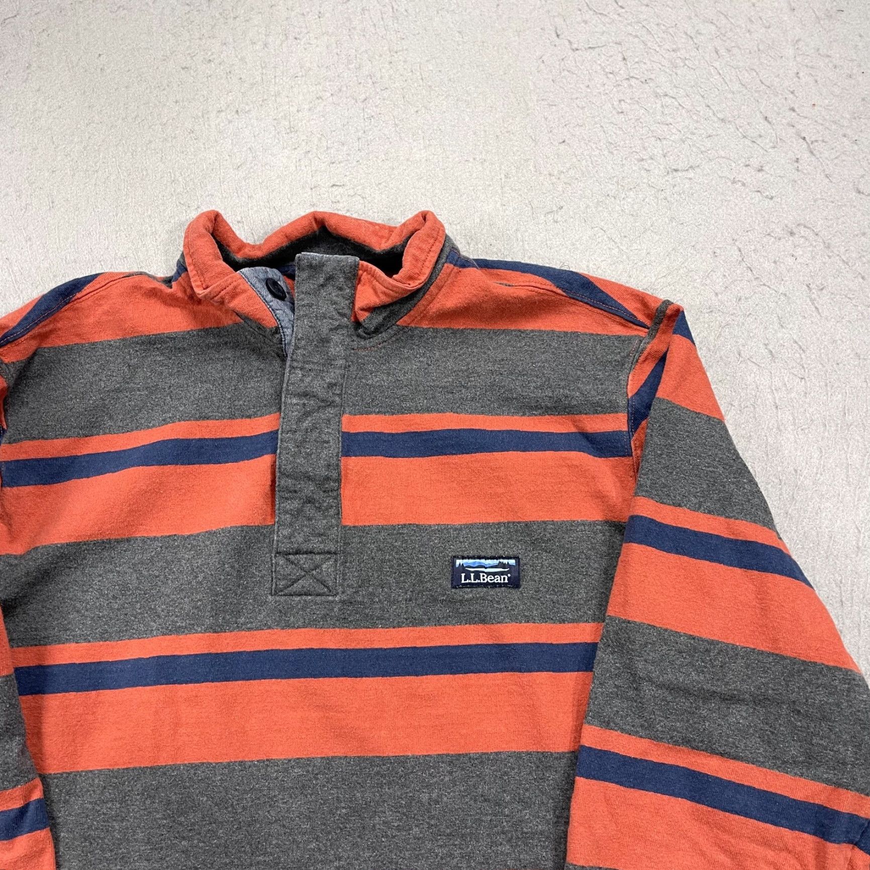 Vintage L.L. Bean Polo Shirt Mens Large Orange Striped Henley Rugby Long Sleeve 507514 Size US L / EU 52-54 / 3 - 3 Thumbnail