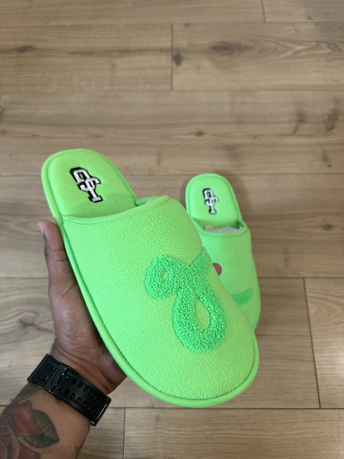image of John Geiger Jg Hotel Slippers in Neon Green, Men's (Size 11)