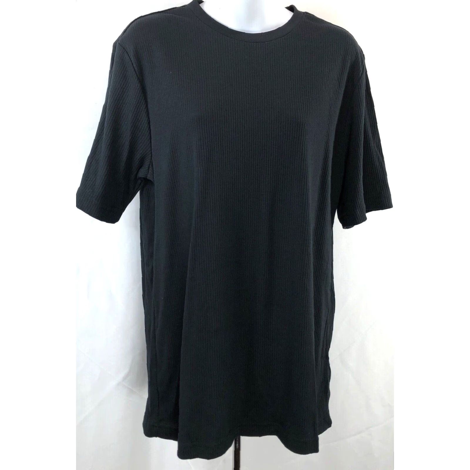 Croft & Barrow Croft Barrow Ribbed Knit Top M Black Cotton Short Sleeve Round Neck Shirt Womens Size M / US 6-8 / IT 42-44 - 5 Thumbnail