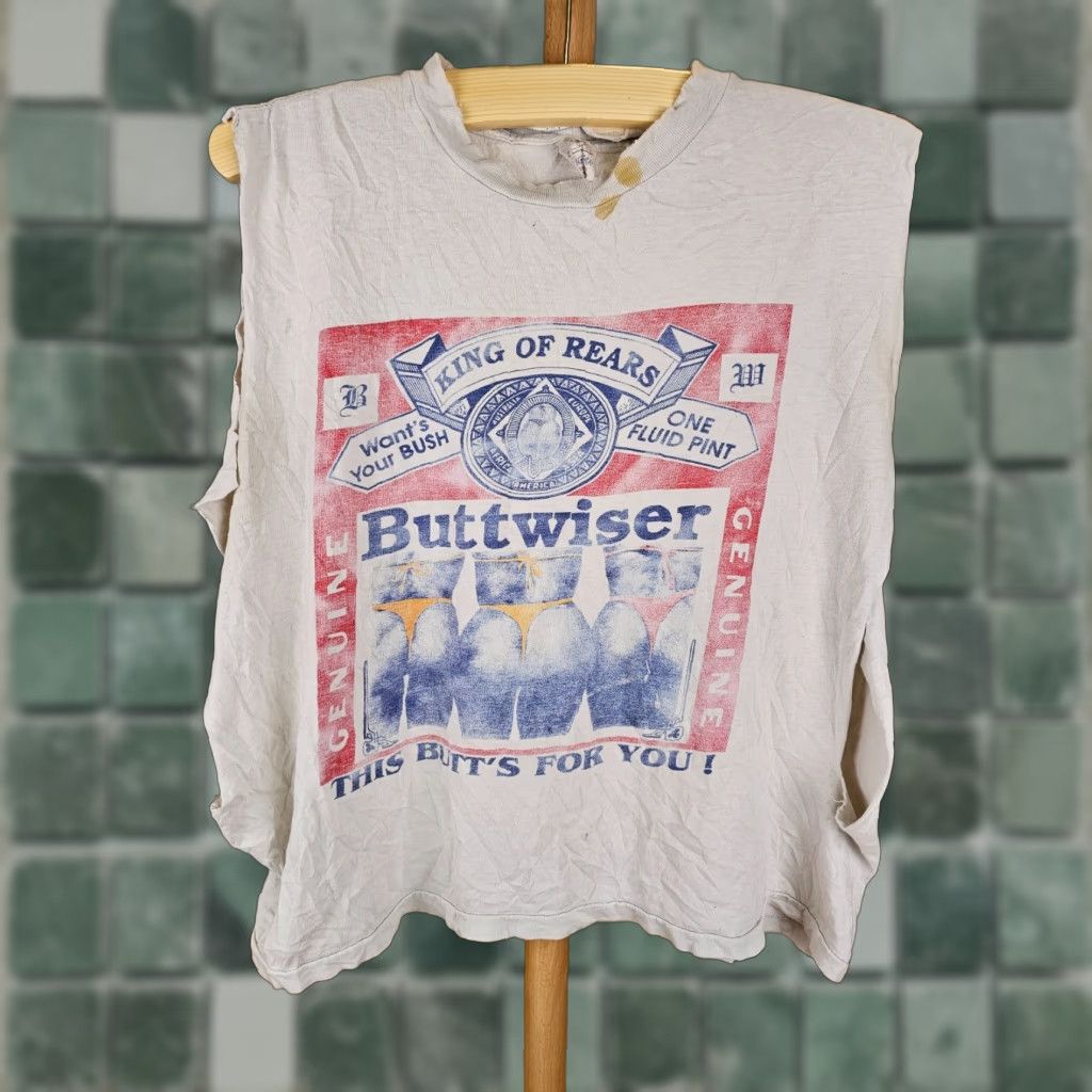 Vintage VINTAGE 90' BUTWISER TRASHED WORN DISTRESSED SUN FADED T-SHIRT SZ LARGE Shirt Mens 90s 23 inch back 21 inch chest Cotton Camouflage White Size US L / EU 52-54 / 3 - 1 Thumbnail