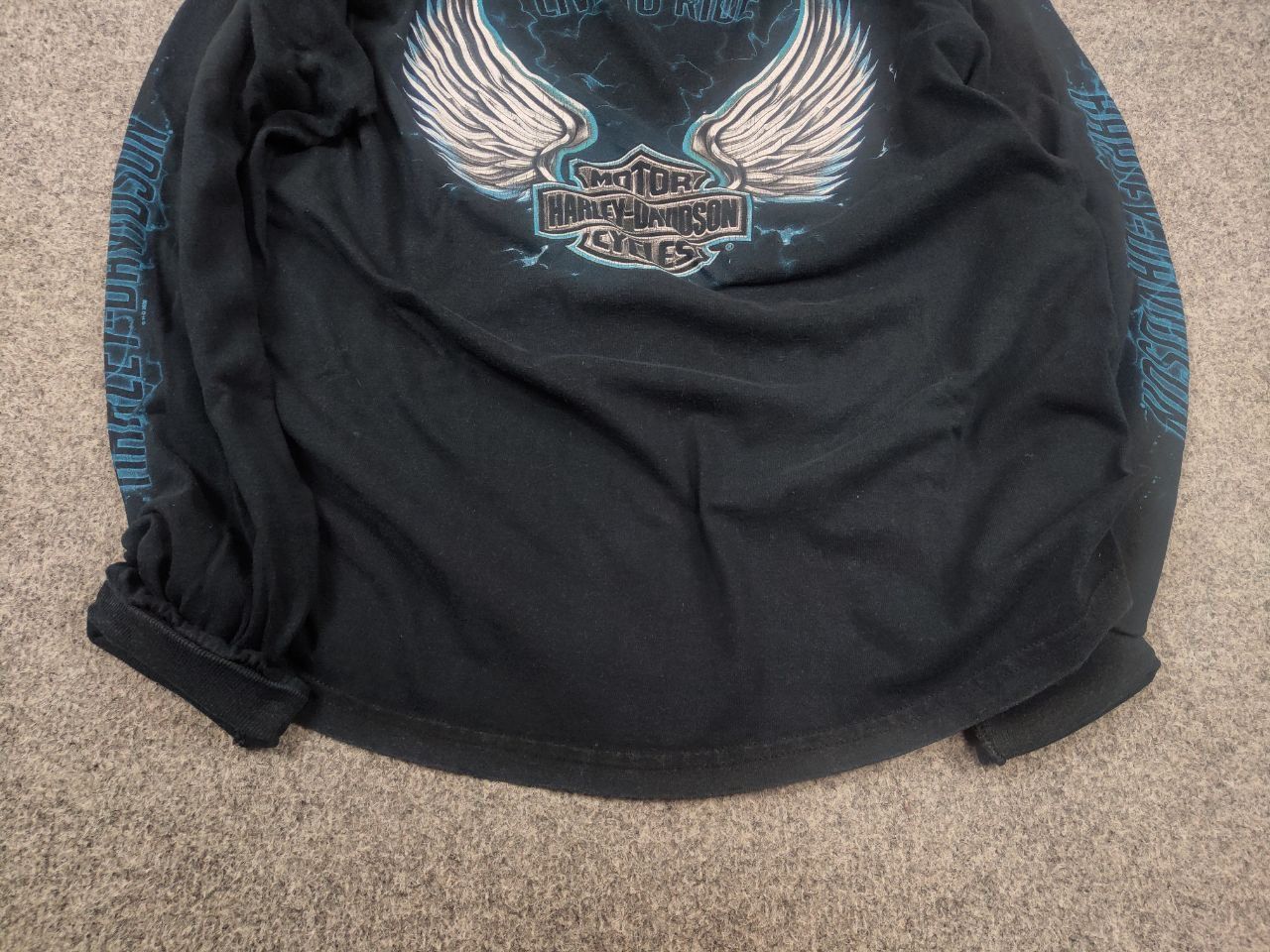 Harley Davidson Vintage Harley Davidson Fire Blue Logo Long sleeve Y2K Style Size US L / EU 52-54 / 3 - 5 Thumbnail