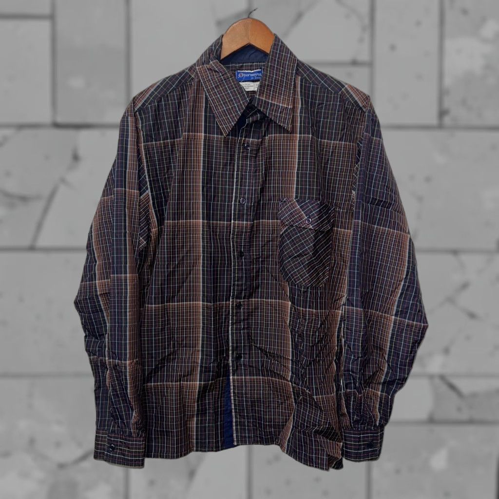 Obermeyer VINTAGE Obermeyer Men's Plaid Nylon Button-Up Shirt Long Sleeve Size L Purple Size US L / EU 52-54 / 3 - 1 Thumbnail