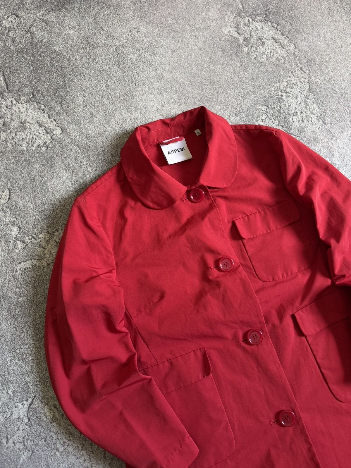 Aspesi × Designer Aspesi M button up red jacket light coat Size M / US 6-8 / IT 42-44 - 2 Thumbnail