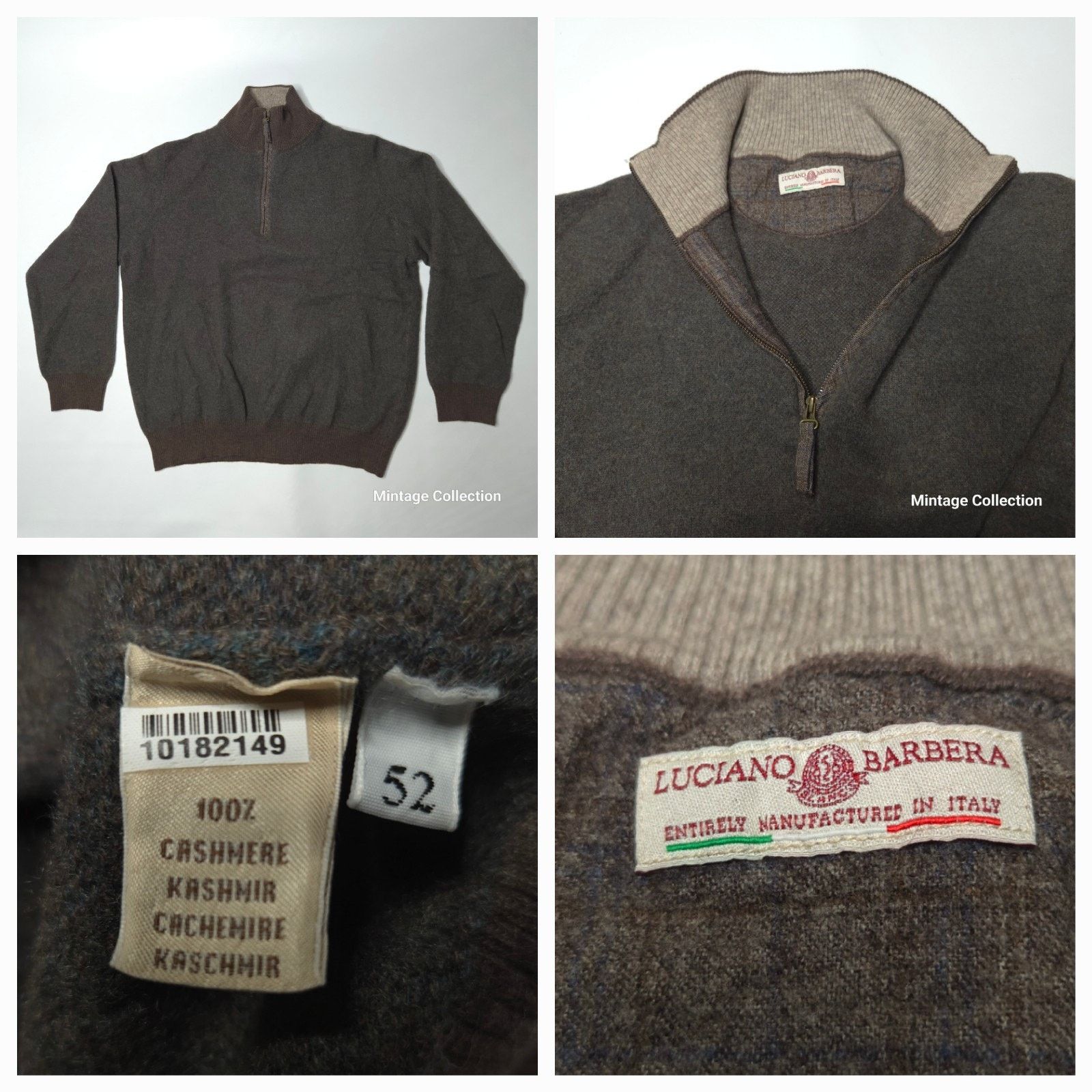 Luciano Barbera LUCIANO BARBERA GRAY 1/4 ZIP ASHMERE SWEATER MADE IN ITALY Size US L / EU 52-54 / 3 - 1 Thumbnail