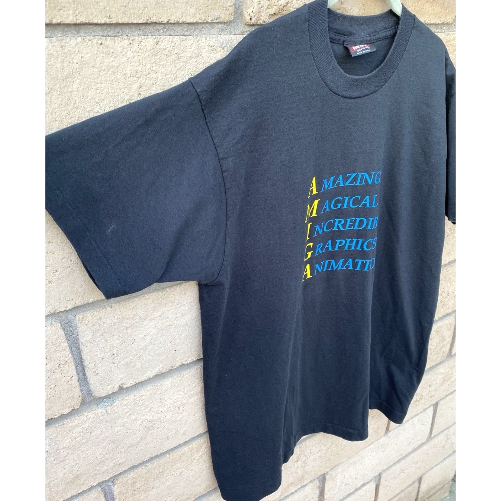 Fruit Of The Loom VINTAGE Amiga Computers Promo Graphic T-Shirt The Computer For The Creative Mind XL Black Unisex Cotton Blend Short Sleeve Size US XL / EU 56 / 4 - 3 Thumbnail