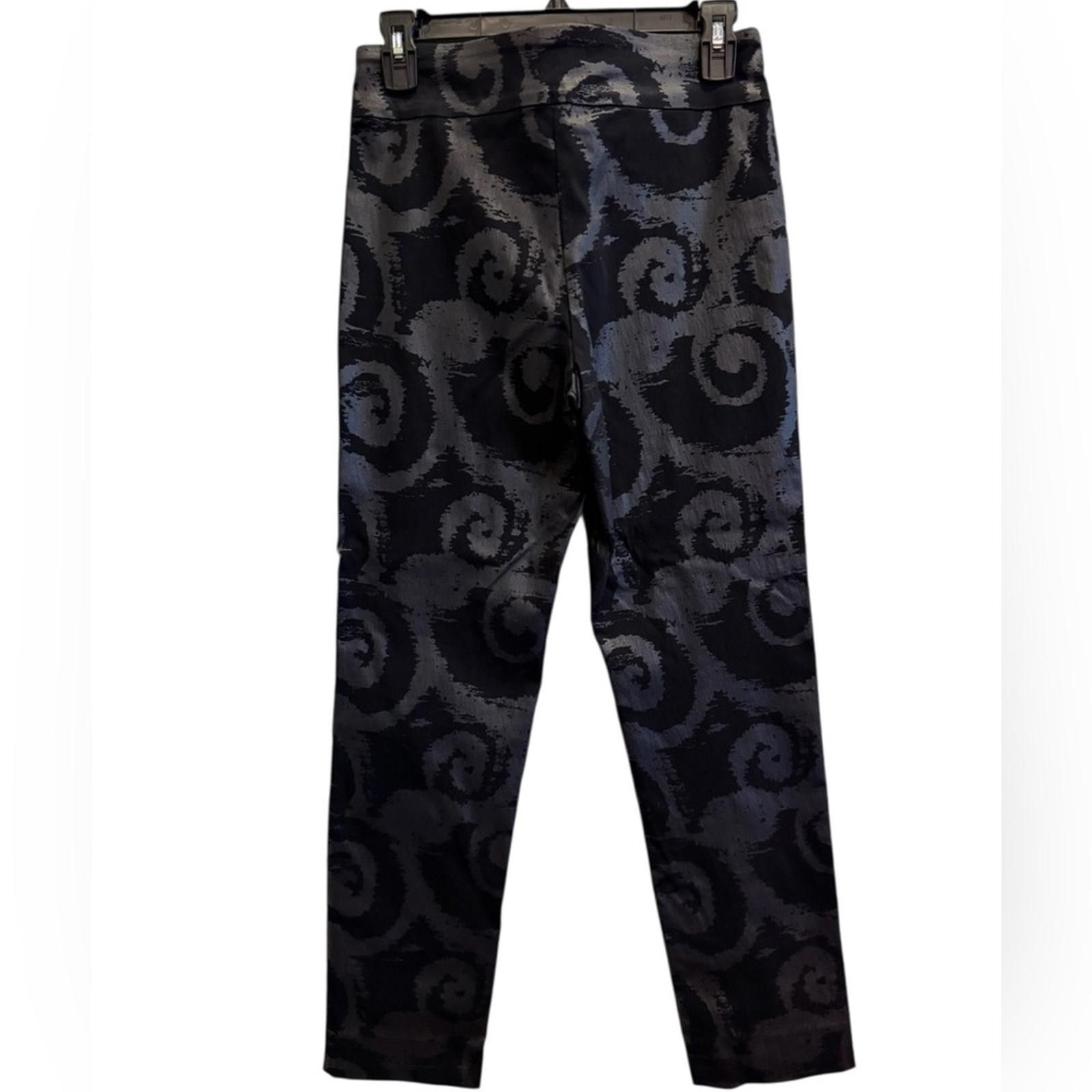 Other Krazy Larry Women’s Black Silver Swirl Pull On Pants sz 6 Size 28" / US 6 / IT 42 - 2 Thumbnail