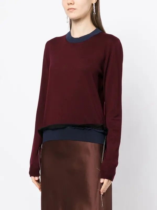 Maison Margiela o1y0625 Crewneck Sweater in Burgundy/Blue Size M / US 6-8 / IT 42-44 - 3 Thumbnail