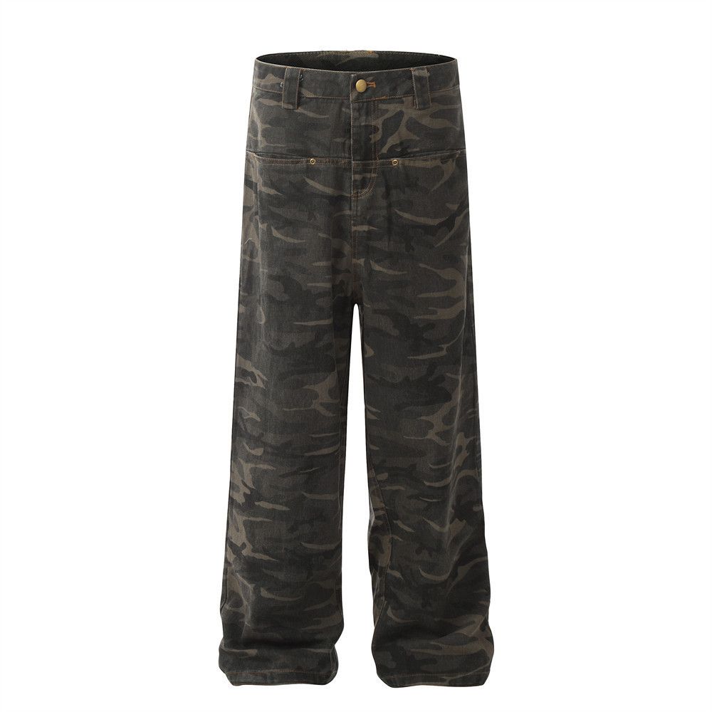 Japanese Brand American contrast camouflage loose straight-leg work jeans Size US 32 / EU 48 - 1 Thumbnail