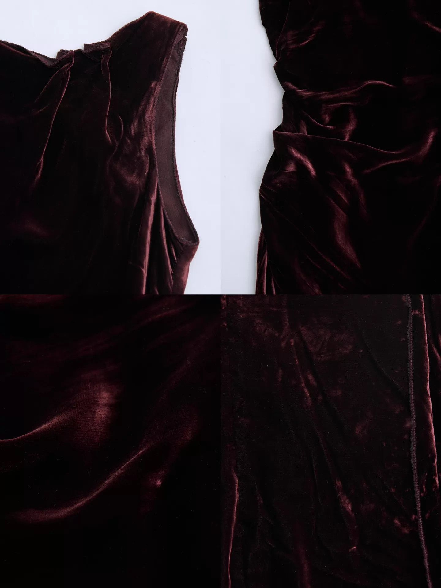 Prada PRADA Wine Red Velvet Asymmetric Pleated Dress Size S / US 4 / IT 40 - 8 Thumbnail