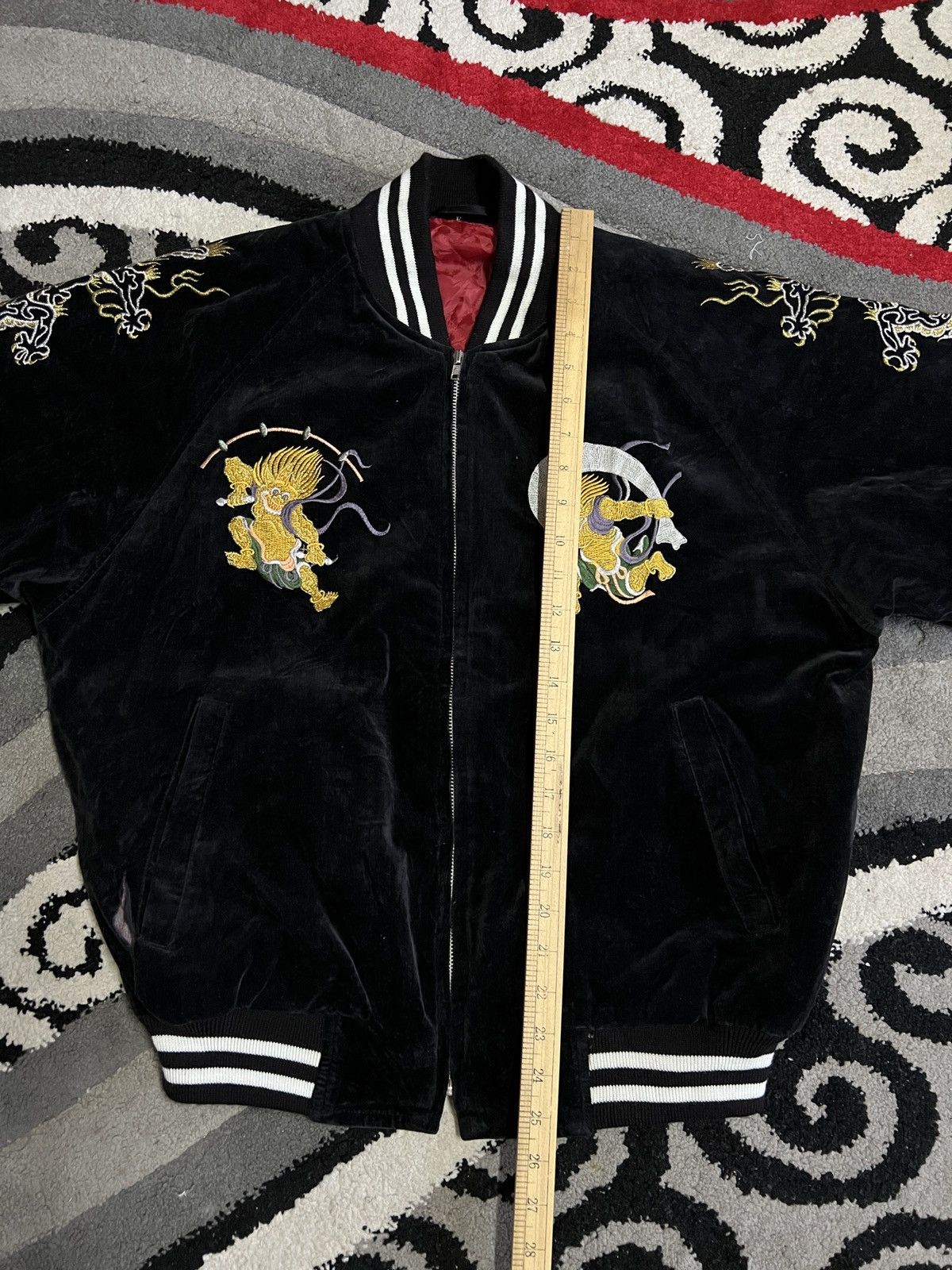Japanese Brand Velvet Sukajan Souvenir Jacket 80s Fujin Raijin Embroidery Size US M / EU 48-50 / 2 - 15 Thumbnail