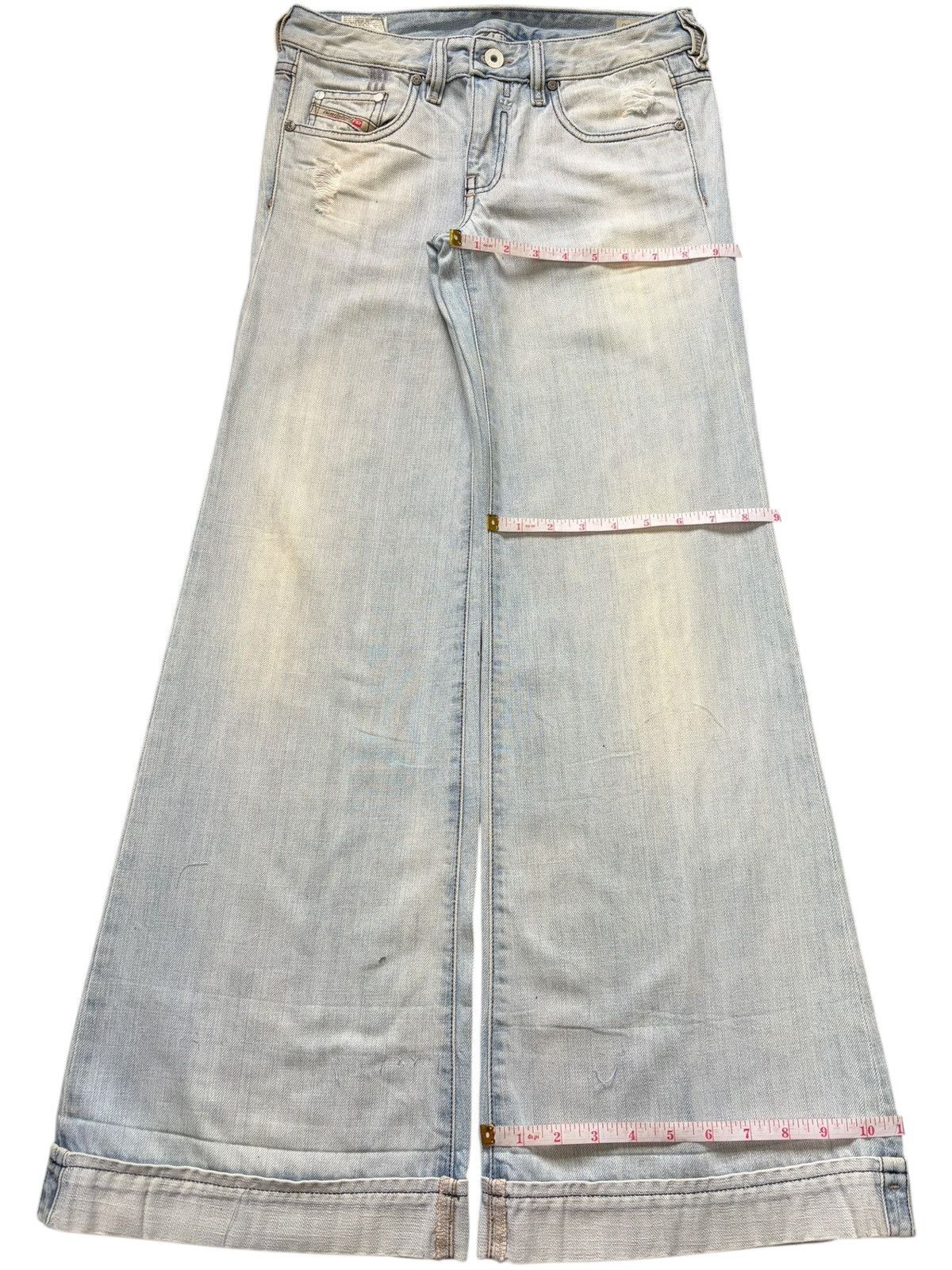Diesel Vintage Italy Diesel Adidas Distress Low Rise Flare Jeans Size 29" - 8 Thumbnail
