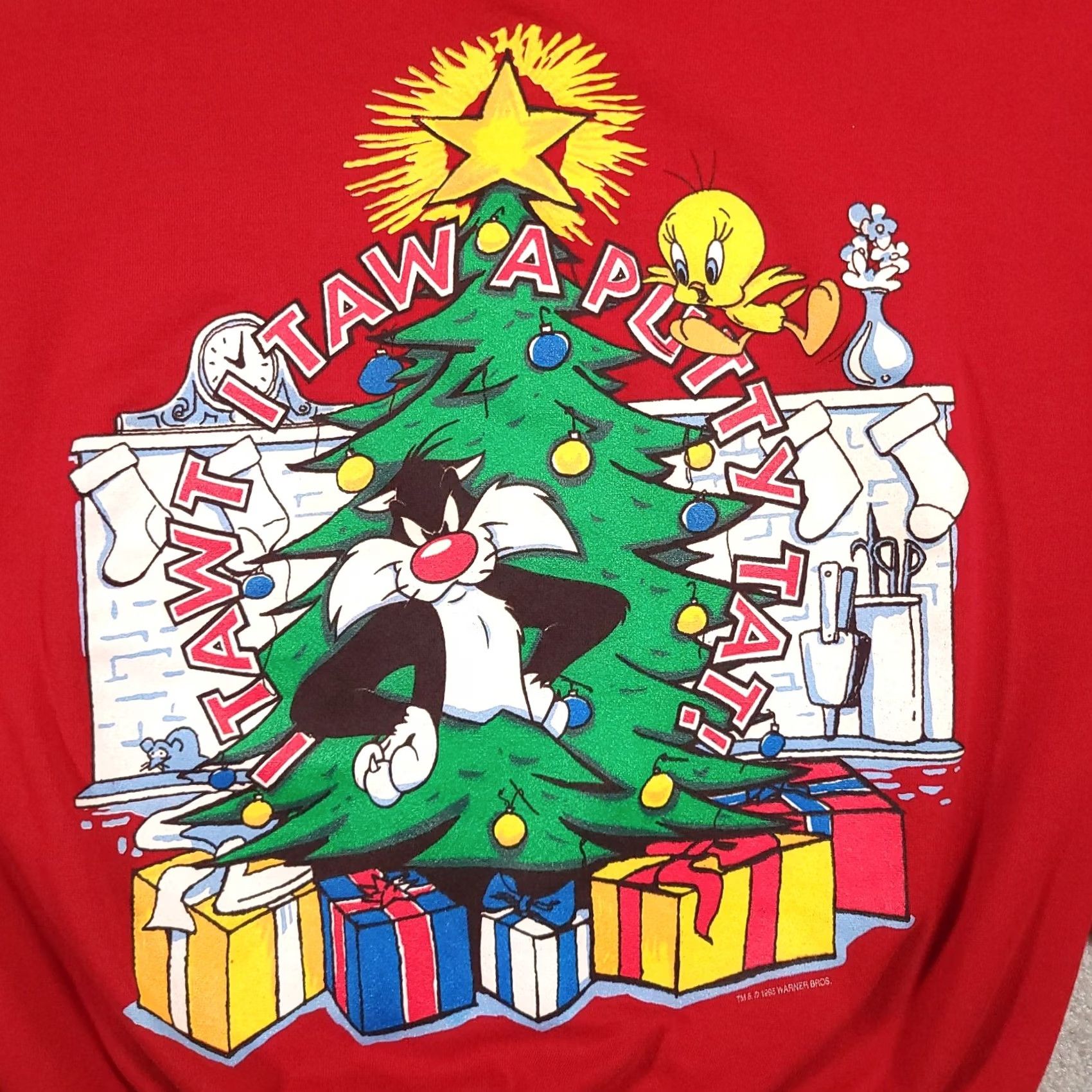 Vintage VINTAGE 1995 Looney Tunes Christmas Tweety Sylvester Red Crewneck Sweatshirt Large Unisex Adults Sweater Graphic Print Size US L / EU 52-54 / 3 - 4 Thumbnail