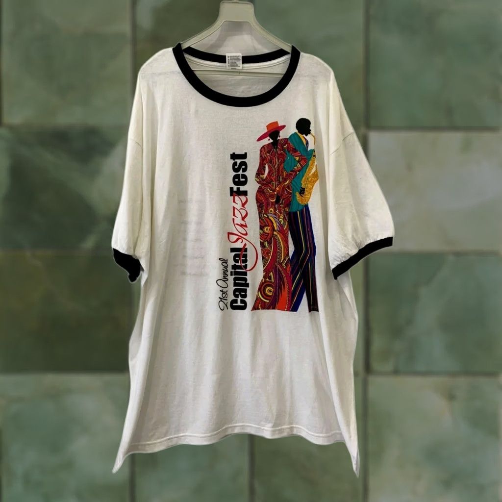 Anvil VINTAGE Capital Jazz Fest Ringer T-Shirt 21st Annual XXL White Black Anvil Men T-Shirt Jazz Size US XXL / EU 58 / 5 - 1 Thumbnail