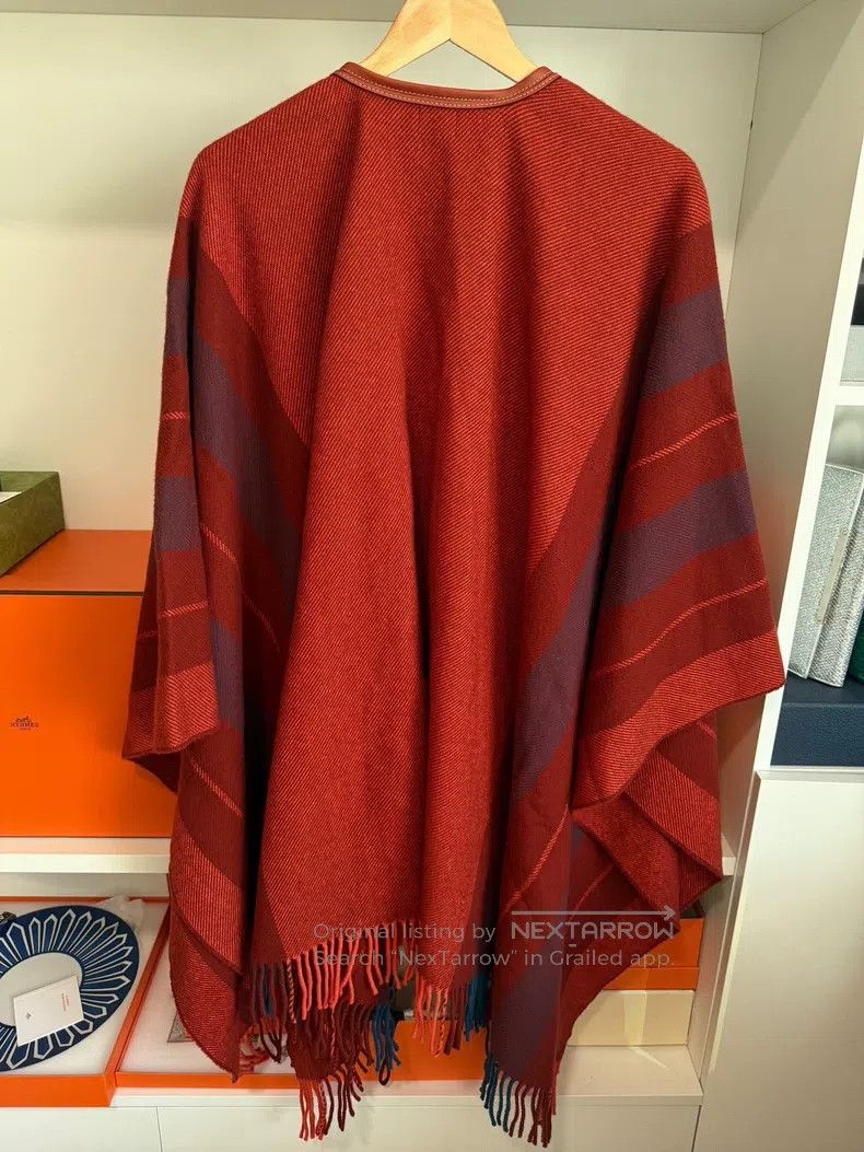 Hermes Hermes Horse riding cloak, red checkered, one size fits al Size ONE SIZE - 2 Thumbnail