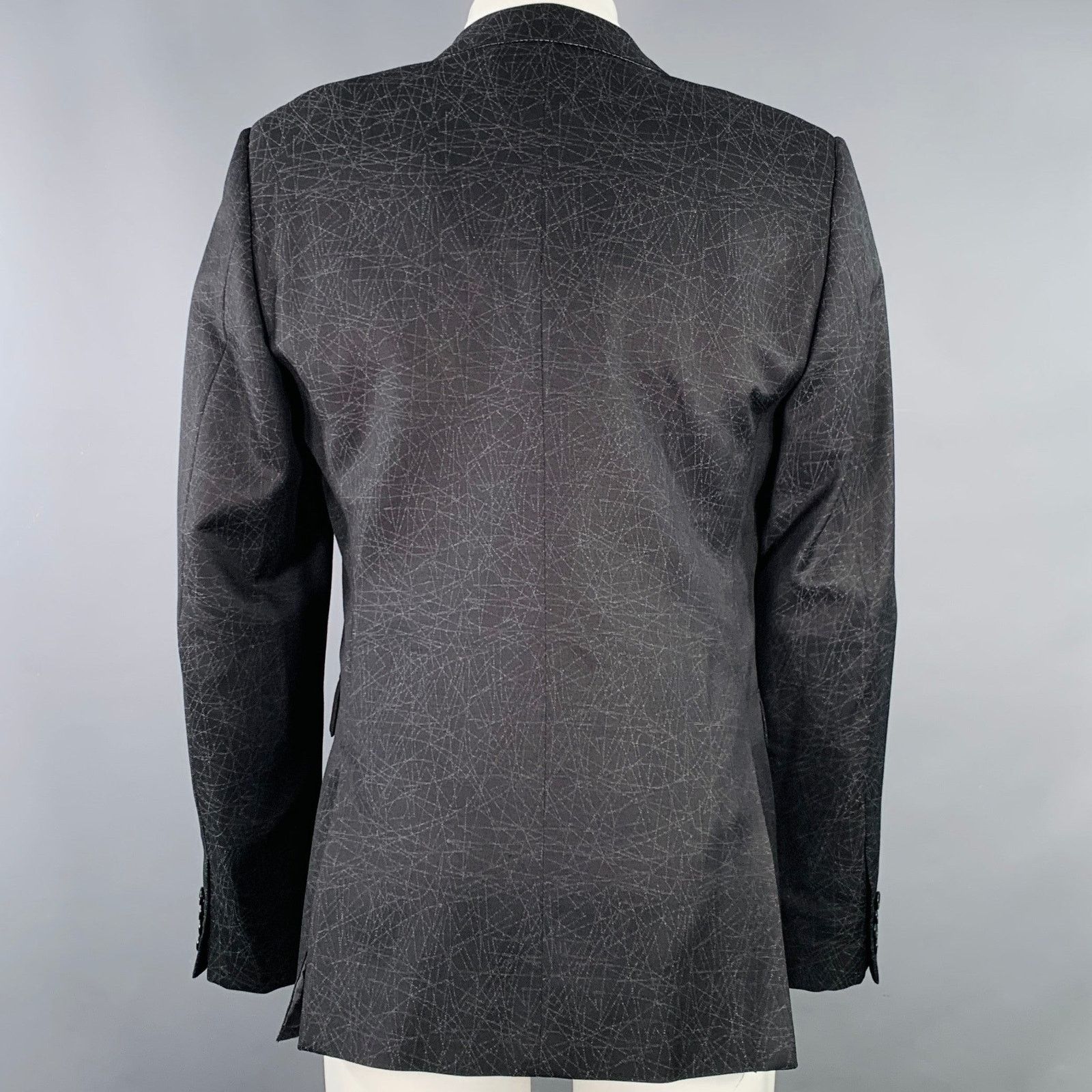 Calvin Klein CALVIN KLEIN Black Grey Lines Virgin Wool Tuxedo Sport Size 38R - 4 Thumbnail