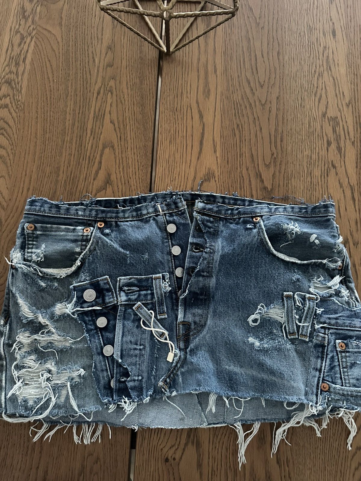 Other Vintage Reworked Levi Skirt Size 34" / US 12 / IT 48 - 1 Thumbnail
