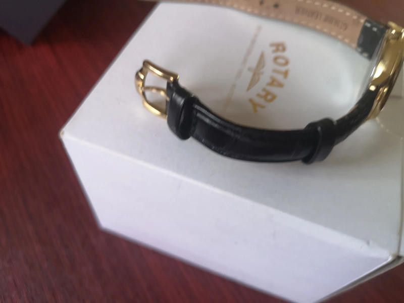 Designer Rotary gold dial black leather strap watch Size ONE SIZE - 4 Thumbnail