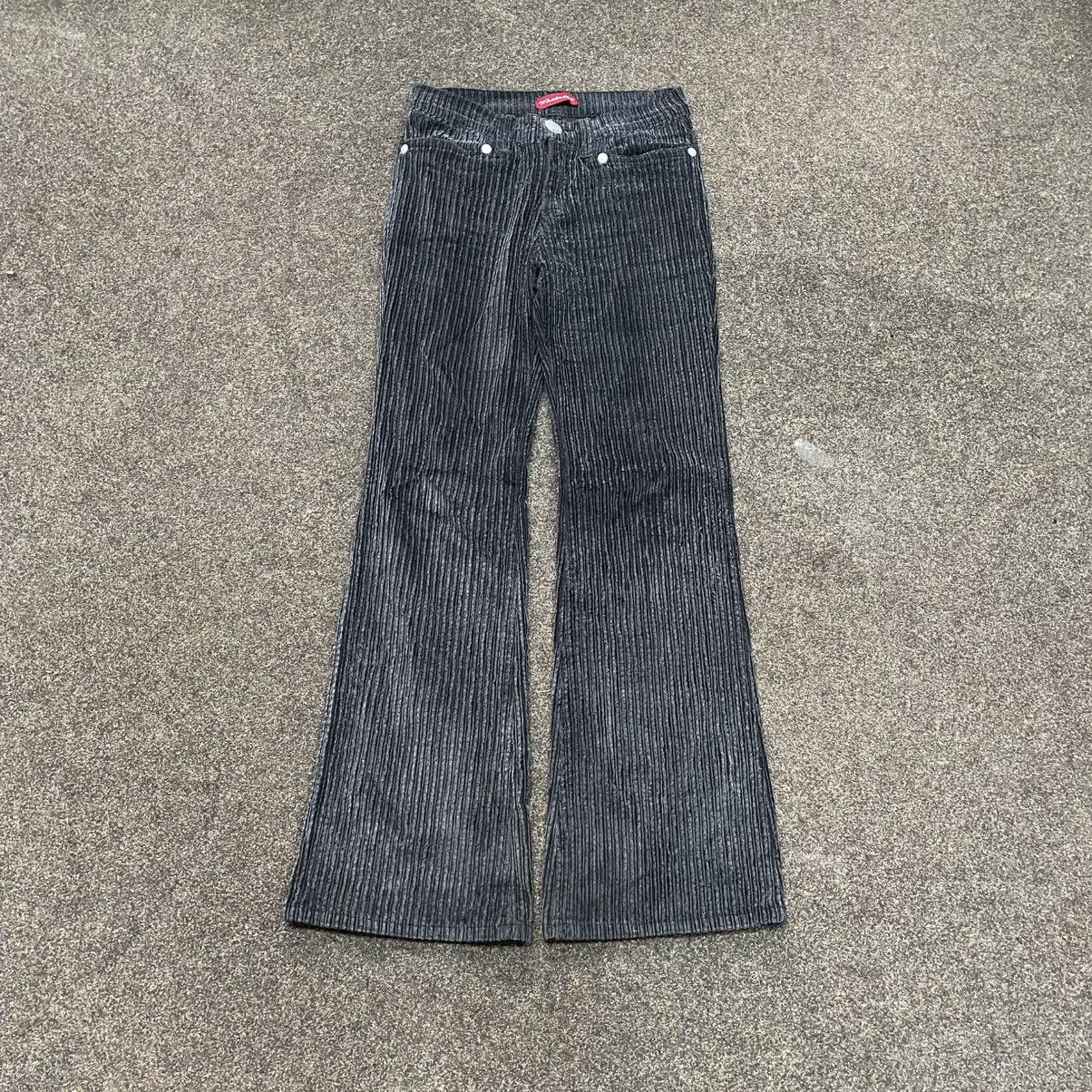 Vintage Vintage Y2K Pinstripe Wide Leg Flared Pants Grunge Streetwea Size 30" / US 8 / IT 44 - 1 Thumbnail