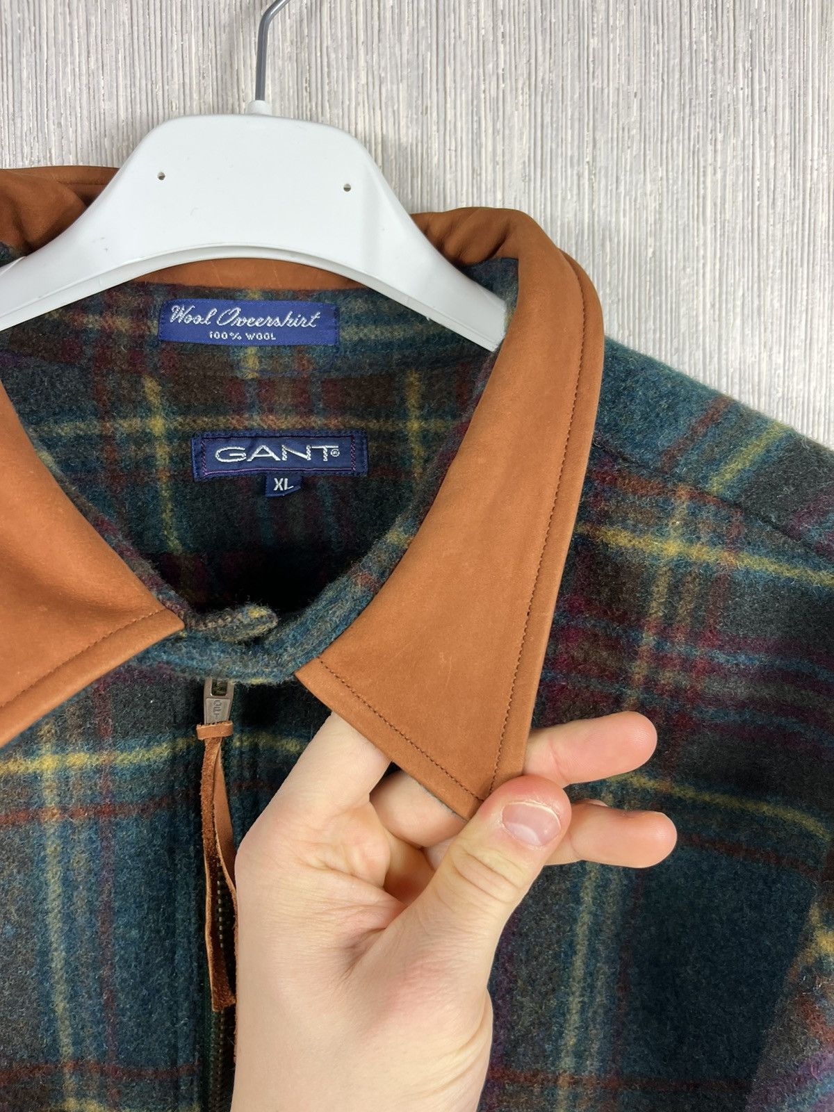 Flannel × Gant × Vintage Vintage 90s Gant plaid wool overshirt flannel checked suede Size US XL / EU 56 / 4 - 10 Thumbnail
