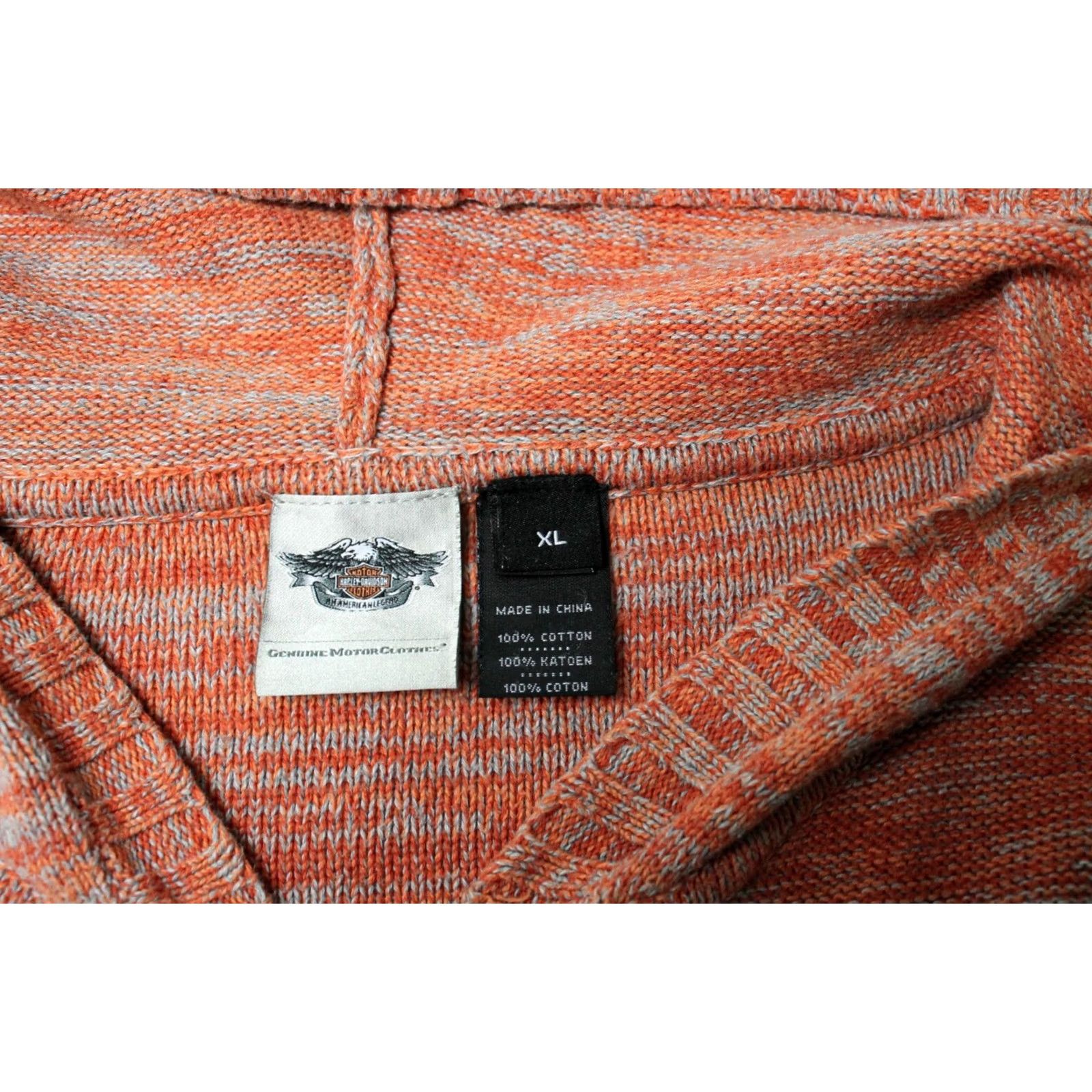 Harley Davidson HARLEY-DAVIDSON Jumper Women's XL Zipped Up Knitted Melange Orange Peach Hoodie Size XL / US 12-14 / IT 48-50 - 7 Thumbnail