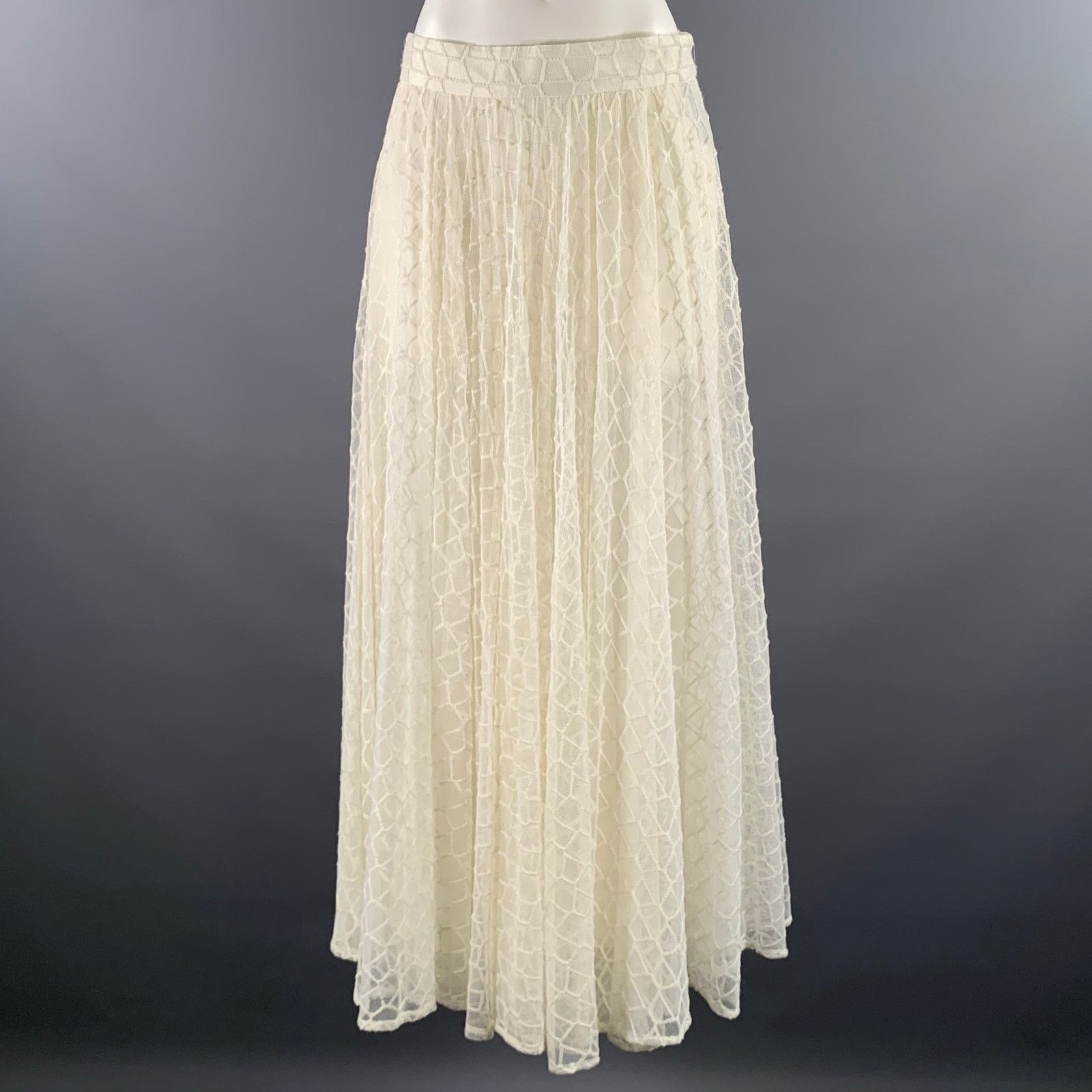 Akris AKRIS Cream Ivory Polyamid Wool Blend Lace Maxi Skirt Size 34" / US 12 / IT 48 - 1 Thumbnail