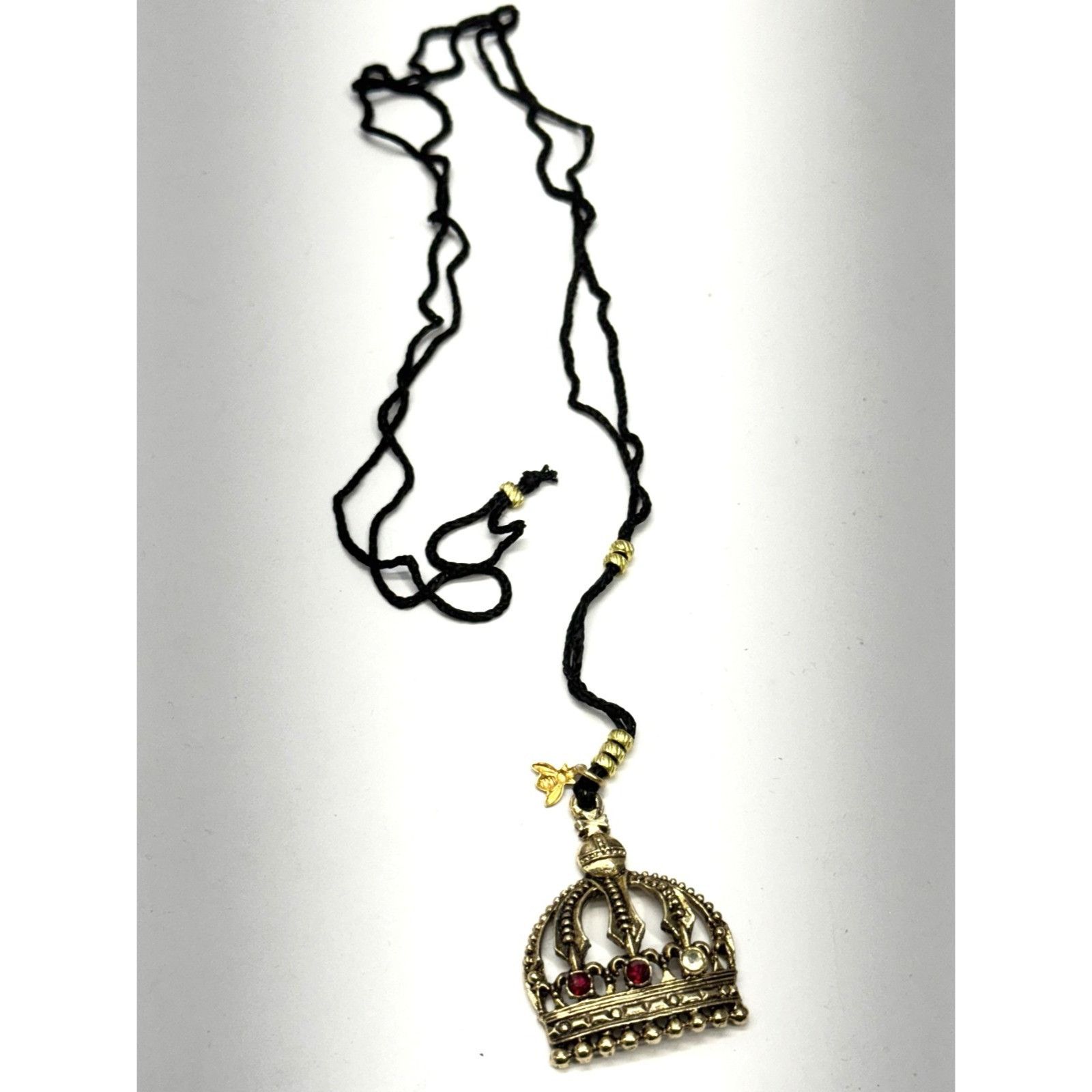 Vintage Vintage rhinestone crown black pendant necklace Size ONE SIZE - 1 Thumbnail