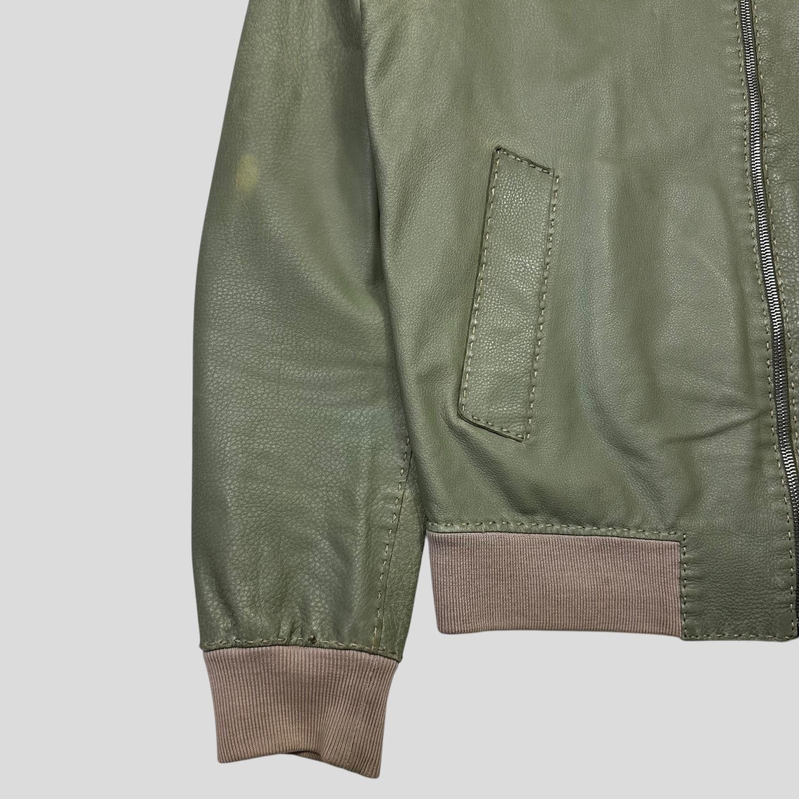 Fendi Fendi Avocado Green Leather FF Zucca Bomber Jacket IT46 S/M Size US M / EU 48-50 / 2 - 5 Thumbnail