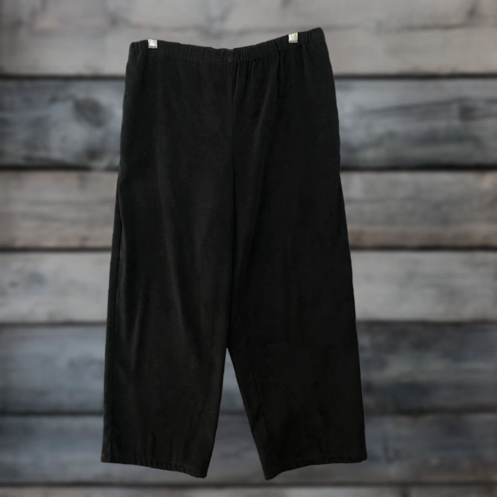 Orvis Orvis Womens Pants 8P Black Faux Suede Pull On Cropped Zipper Pocket Wide-Leg Relaxed Size 30" / US 8 / IT 44 - 1 Thumbnail