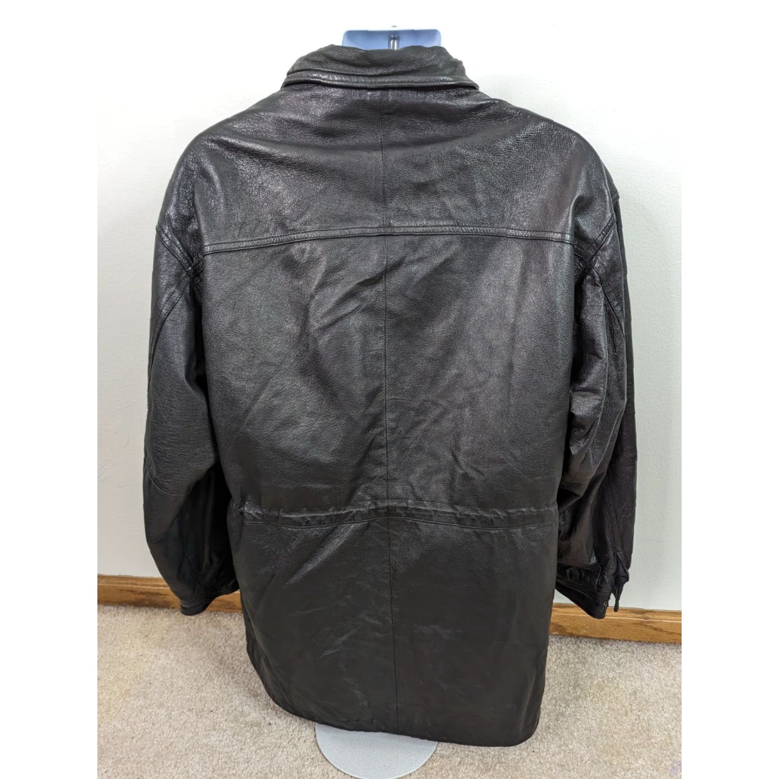 Vintage VINTAGE Wilsons Leather Men’s Jacket Long Drawstring 90s Biker Zip Pockets Insulated Classic Zippered Black M Size US M / EU 48-50 / 2 - 2 Thumbnail