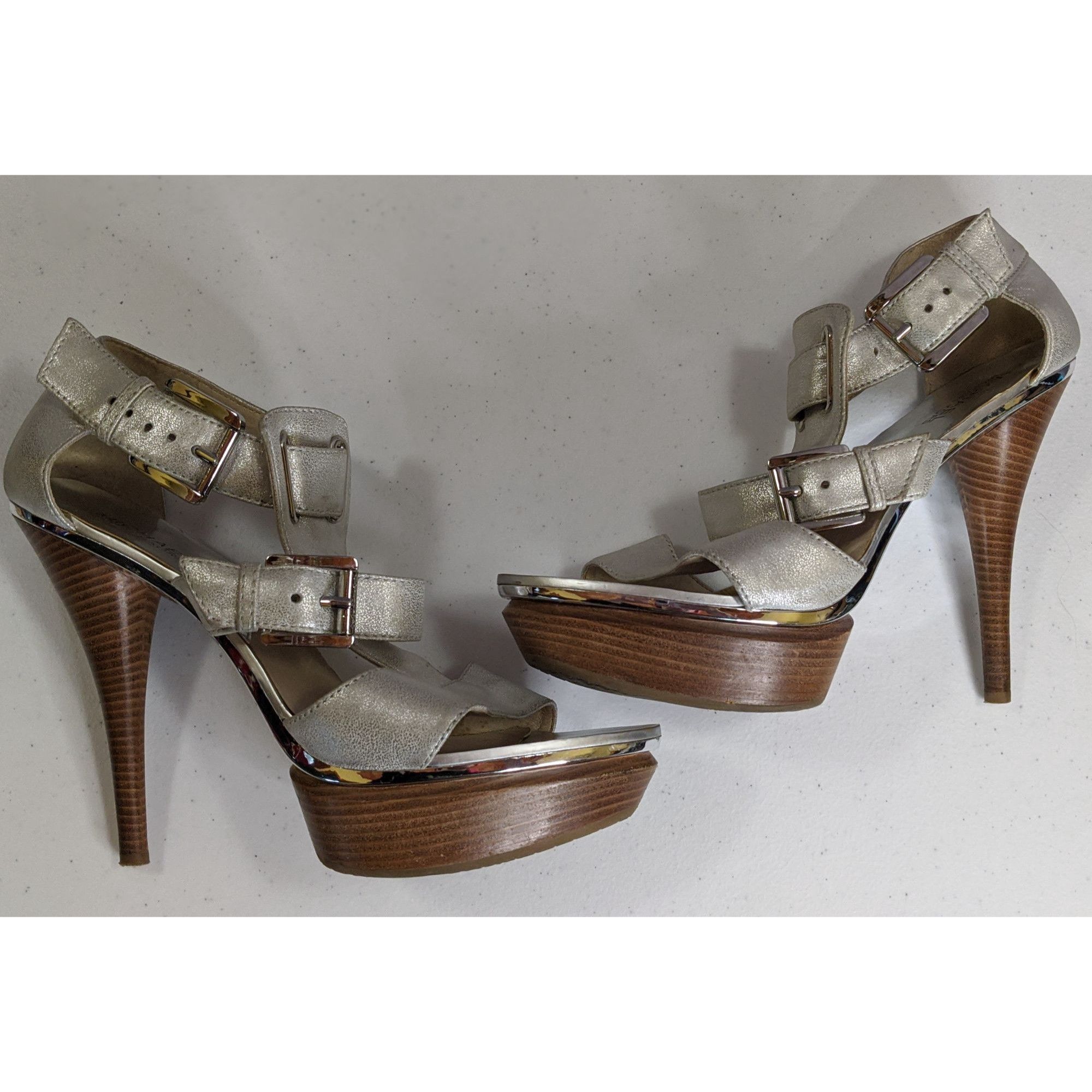 Michael Kors Michael Michael Kors Metallic Silver High Heel Sandals 9.5M Size US 9.5 / IT 39.5 - 1 Thumbnail