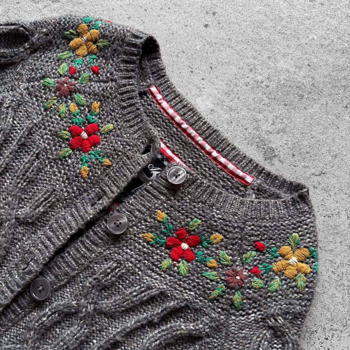 Designer Alprausch Womens Cable Knit Floral Embroidered Folk Cardigan Size S / US 4 / IT 40 - 4 Thumbnail
