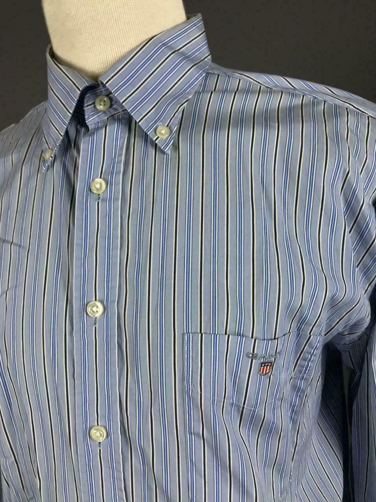 Gant Men Gant Mercer Poplin Blue Striped Oxford Shirt Size XL Size US XL / EU 56 / 4 - 4 Thumbnail
